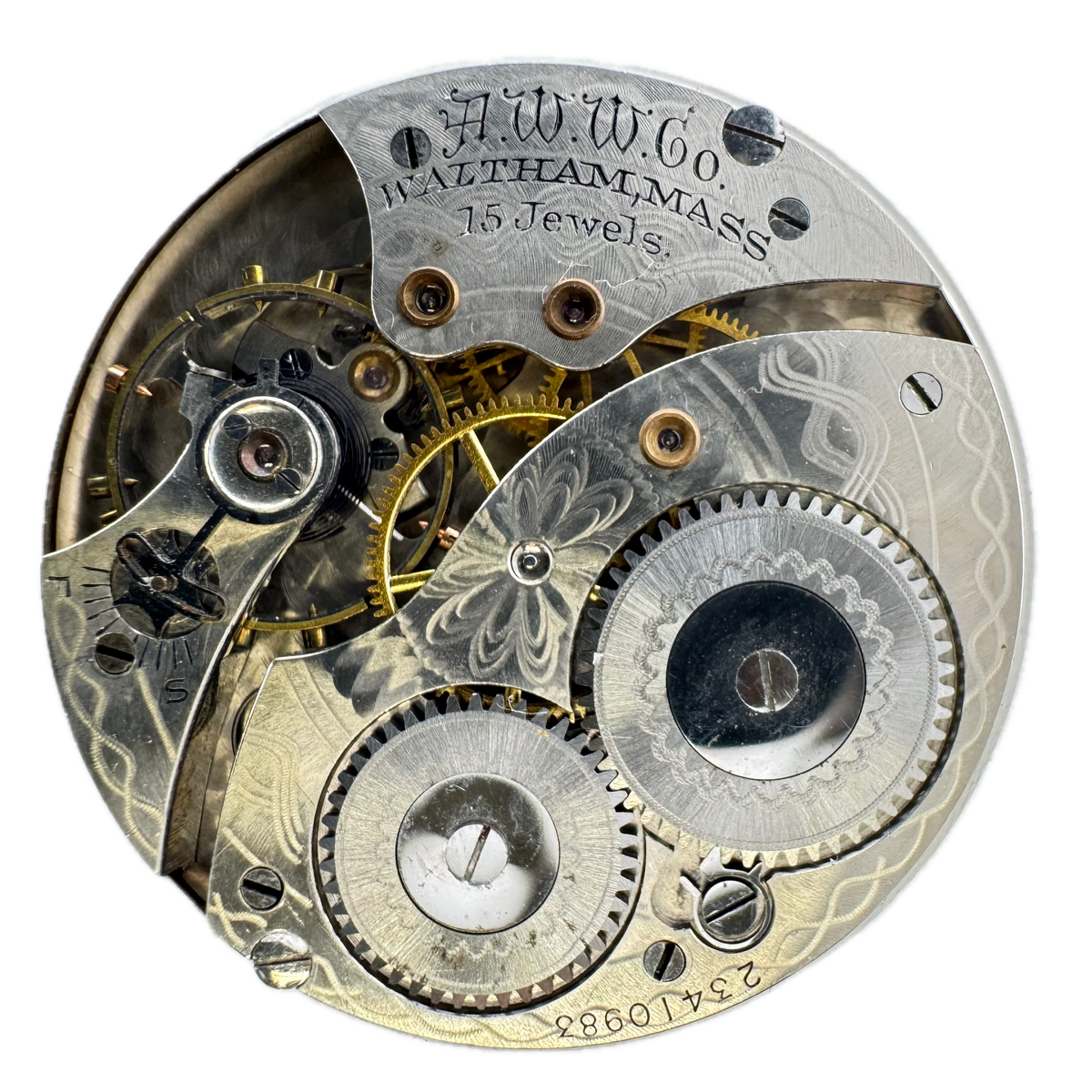 Antique 12s 1920 Waltham 1894 15J Mechanical Pocket Watch Movement 220 USA