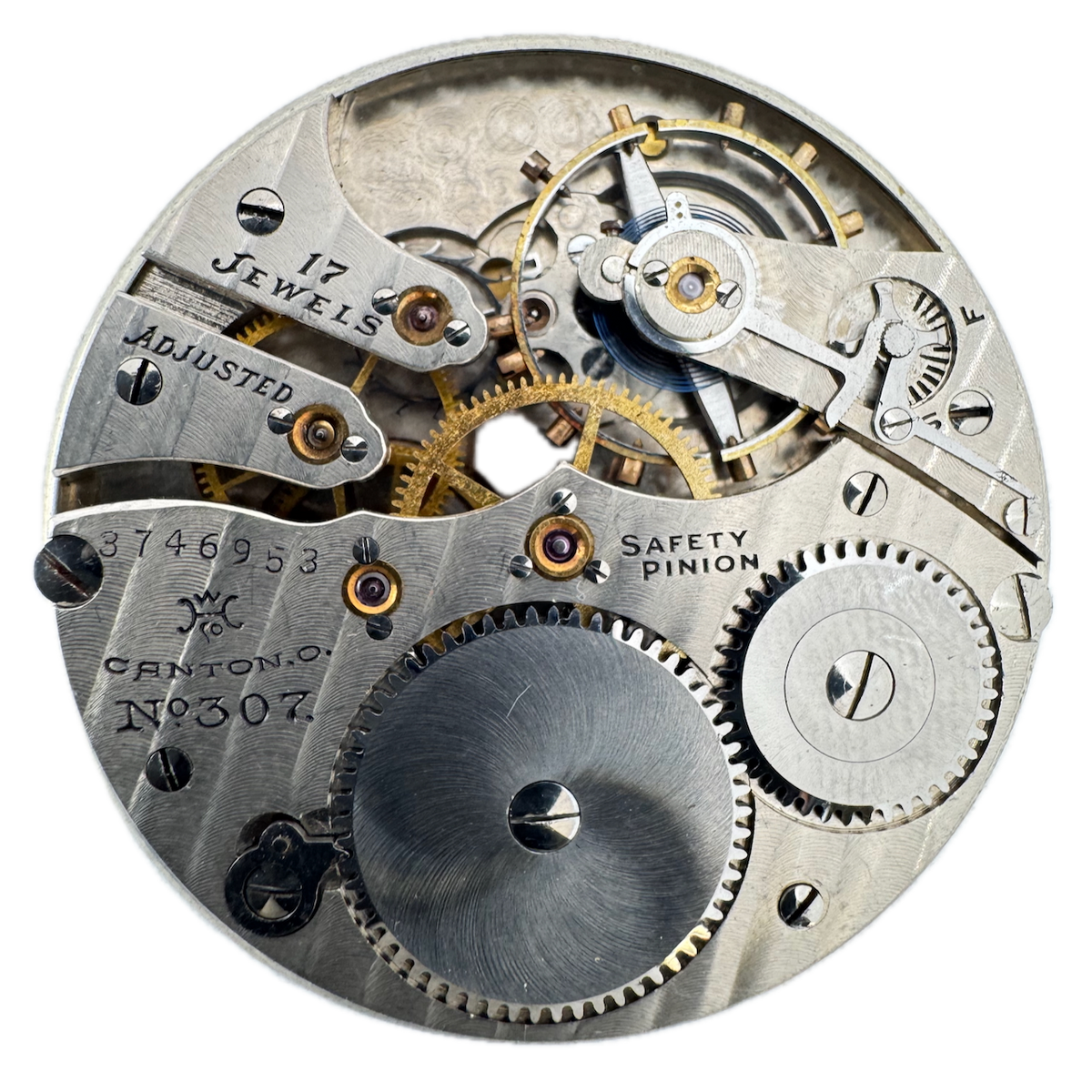 Antique 12s Hampden 5 17 Jewel Mechanical Pocket Watch Movement No. 307 fParts
