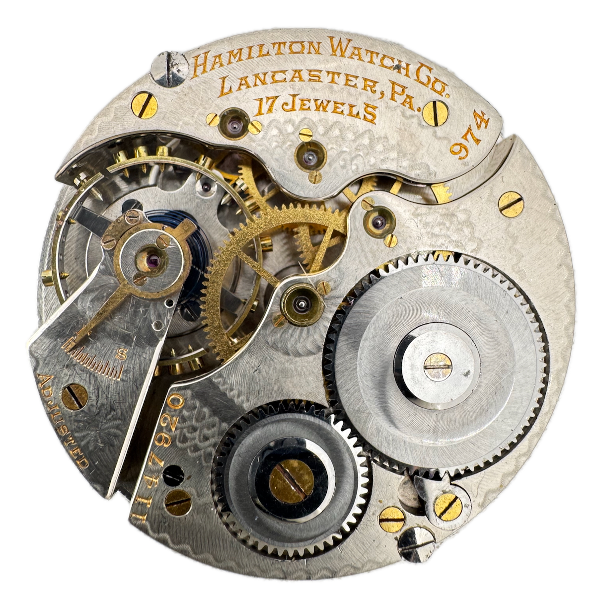 Antique 16s 1915 Hamilton 17 Jewel Mechanical Pocket Watch Movement 974 USA