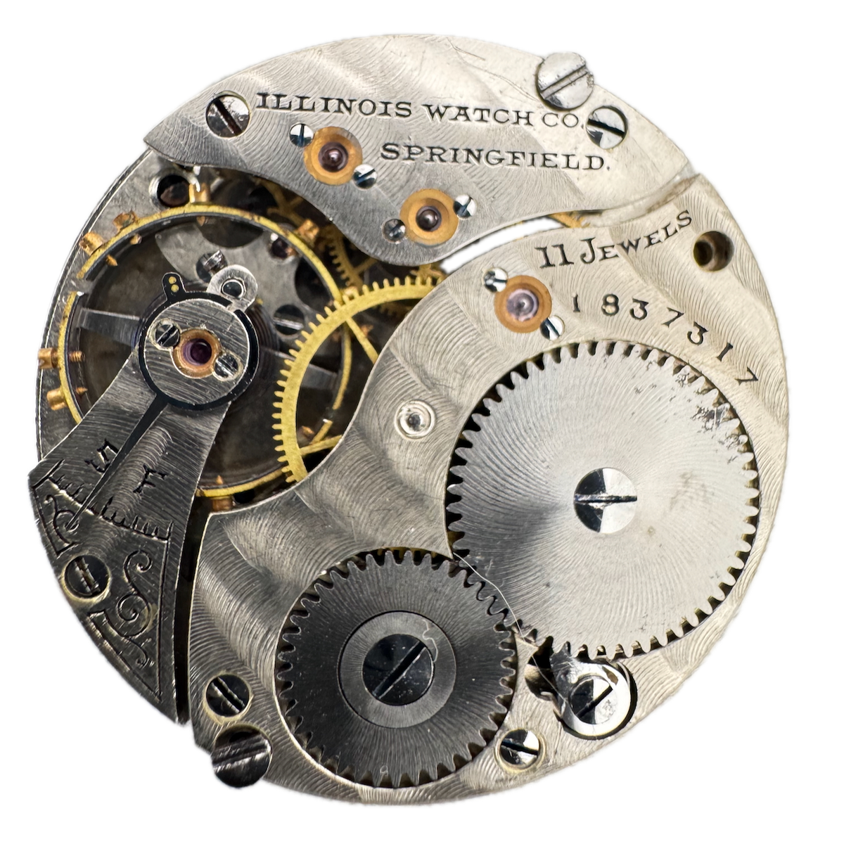 Antique 0s 1907 Illinois 11 Jewel Mechanical Pocket Watch Movement 33 USA