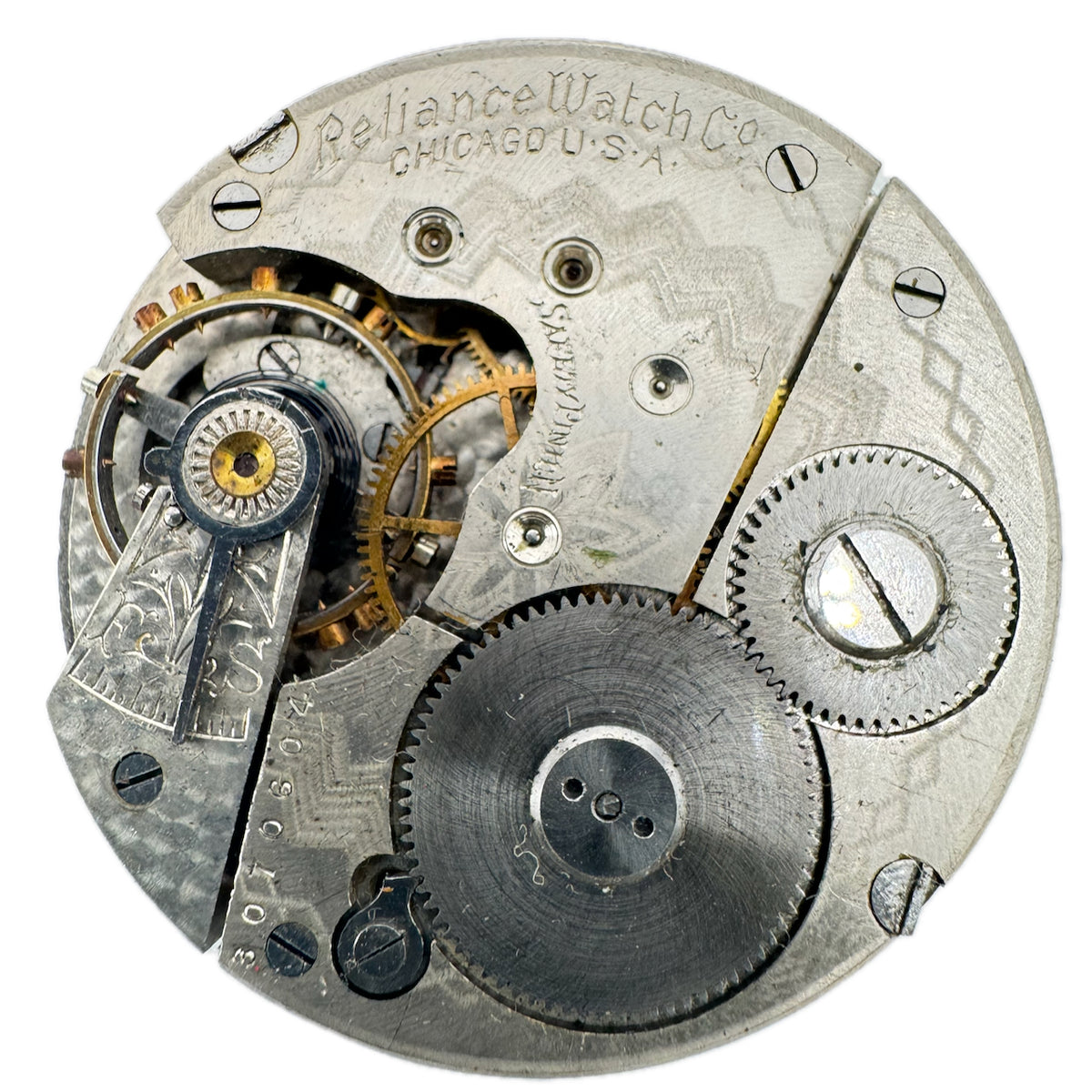 Antique 16s 1904 Trenton Reliance Mechanical Hunter Pocket Watch Movement USA