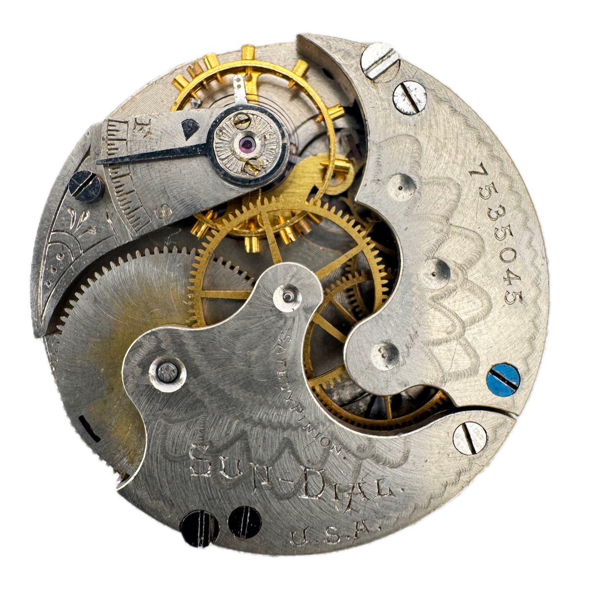 Antique 6s 1899 Elgin Sun-Dial 7j Mechanical Pocket Watch Movement 177 USA