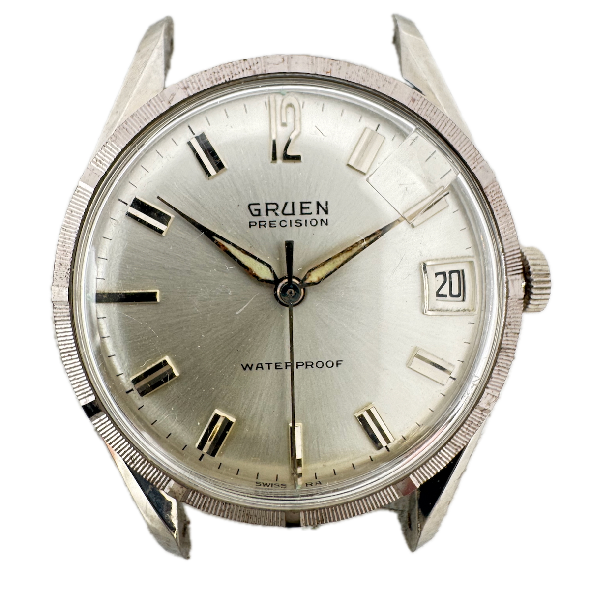 Vintage Gruen Salesman Men's Wristwatch Case for Mechanical 33.5mm Steel Swiss