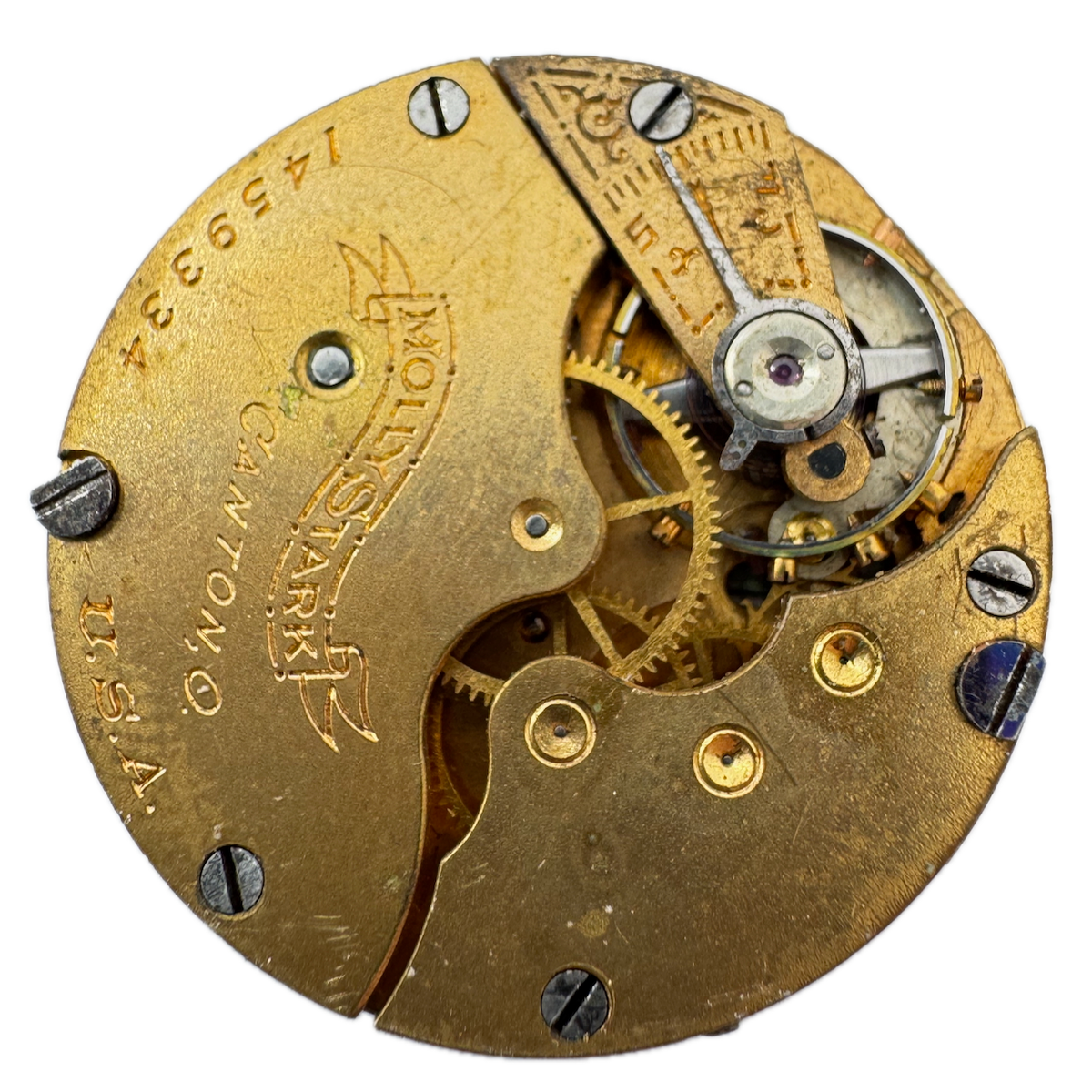 Antique 3/0s 1900 Hampden 7 Jewel Hunter Pocket Watch Movement Molly Stark USA