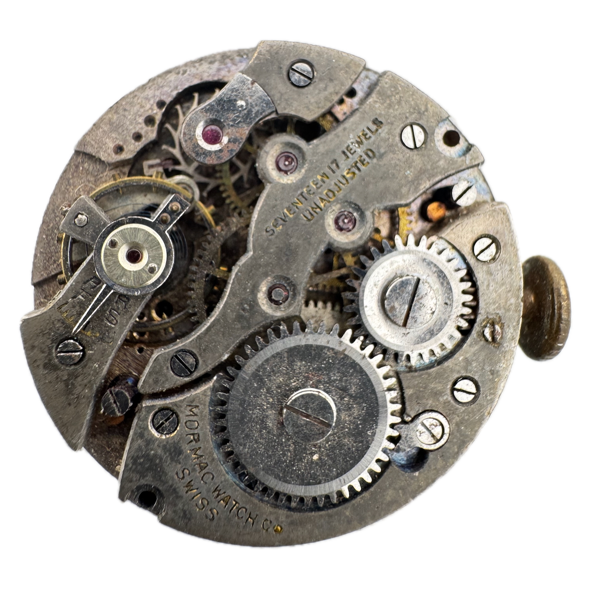 Vintage 26mm Mormac Day Date 17j Mechanical Men's Wristwatch Movement Swiss