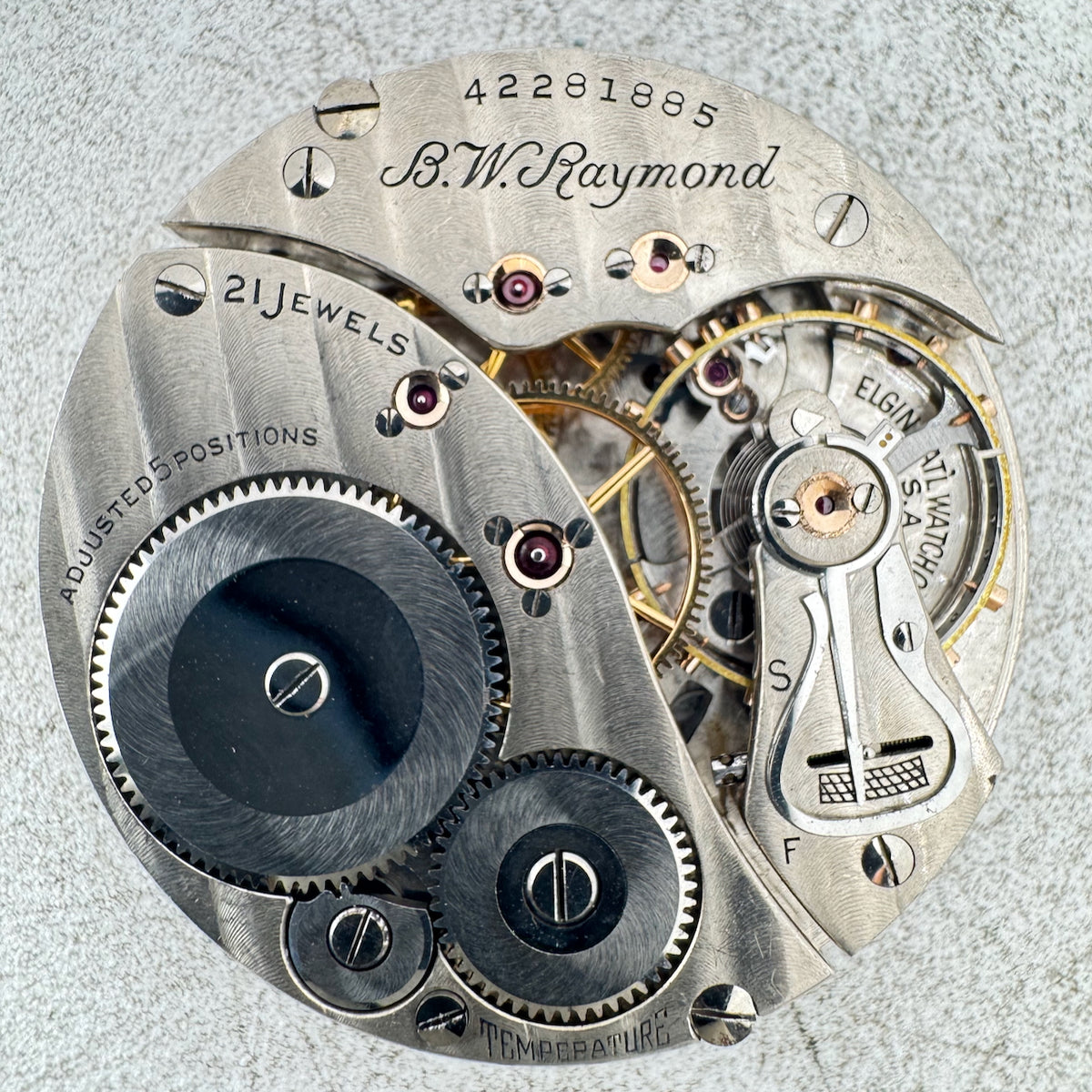 Vintage 16s 1944 Elgin 21j Mechanical Railroad Pocket Watch Movement 478 USA