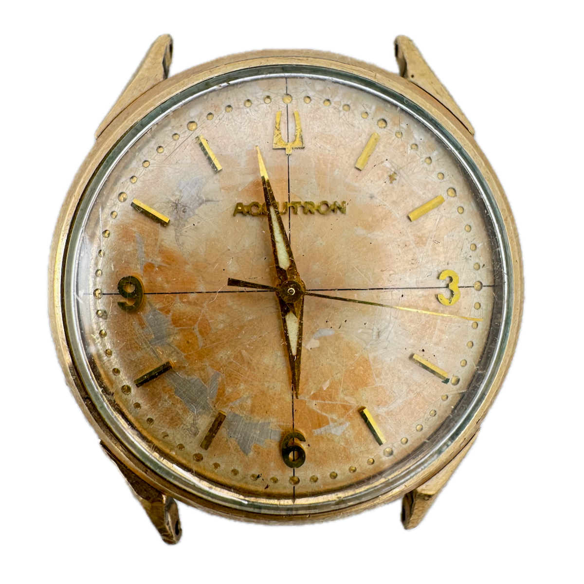 Vintage 1964 Accutron 2527 Sunburst Men's Tuning Fork Wristwatch 214 USA 10k GF