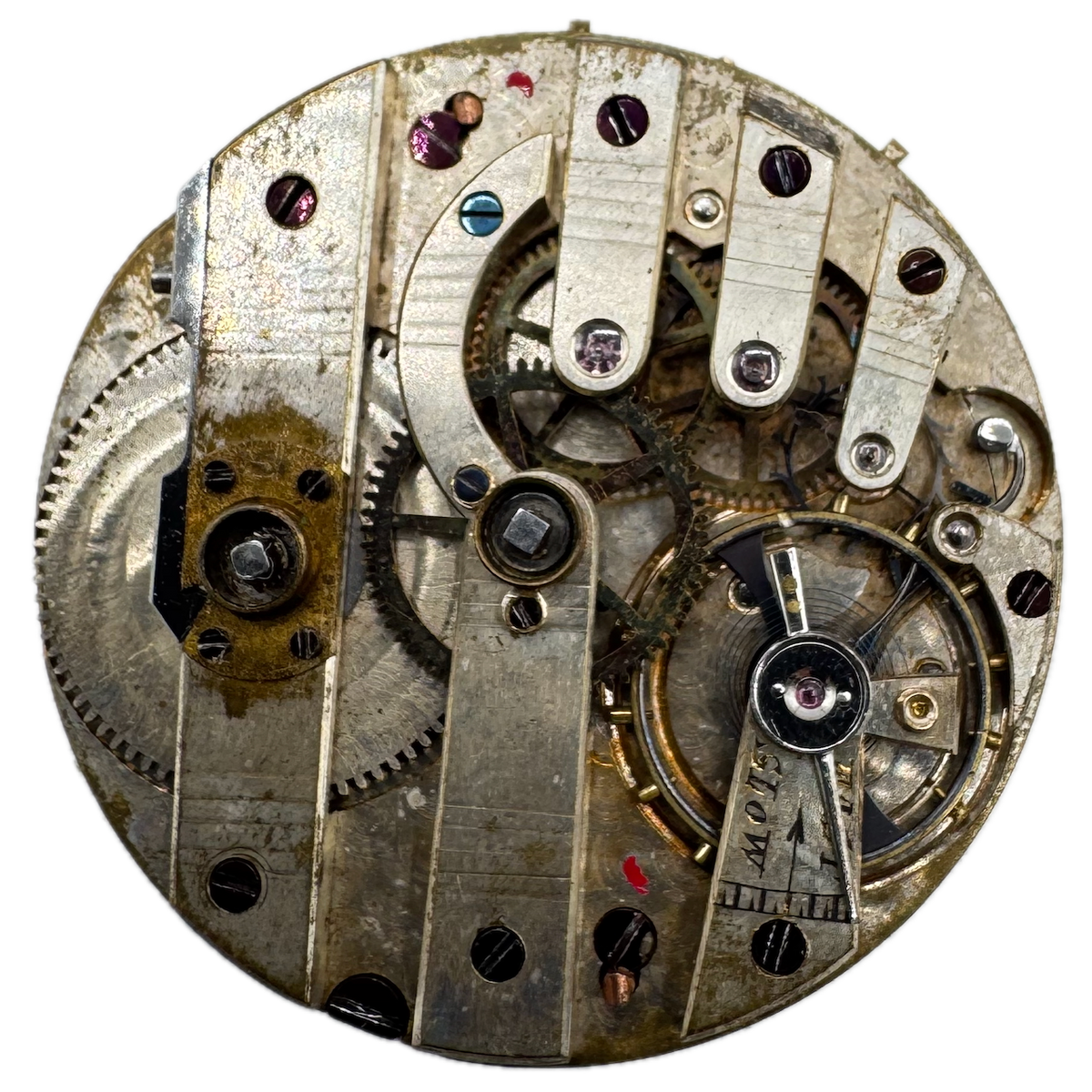 Antique 36mm Unbranded Three Finger Bridge Key Wind Pocket Watch Movement Swiss