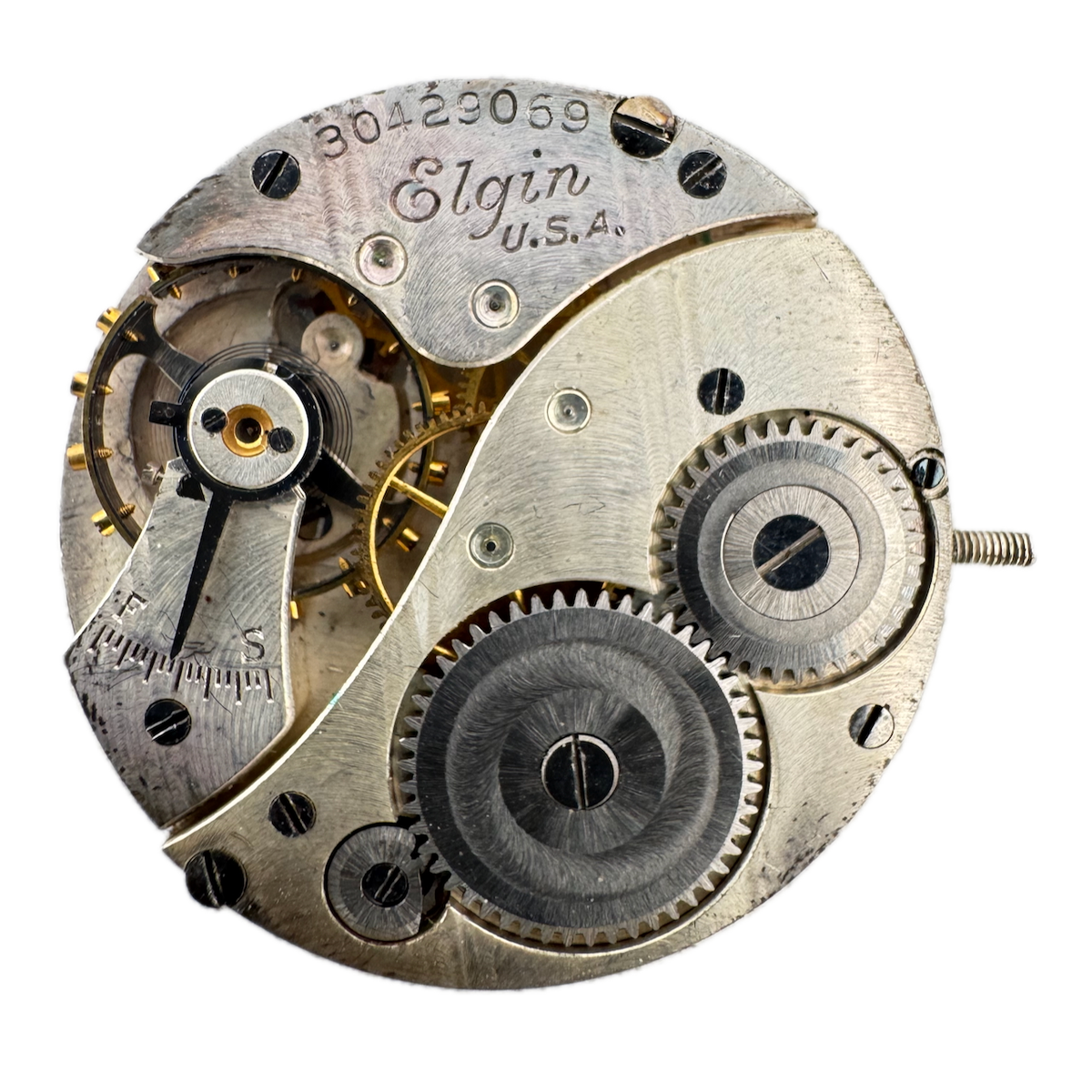 Vintage 6/0s 1928 Elgin 7 Jewel Mechanical Pocket Watch Movement 430 USA