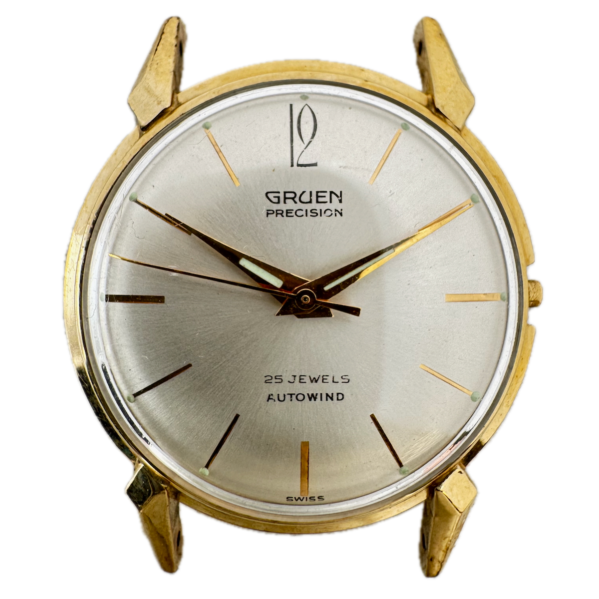 Vintage Gruen Salesman Men's Wristwatch Case for Automatic 33mm 10k RGP Swiss