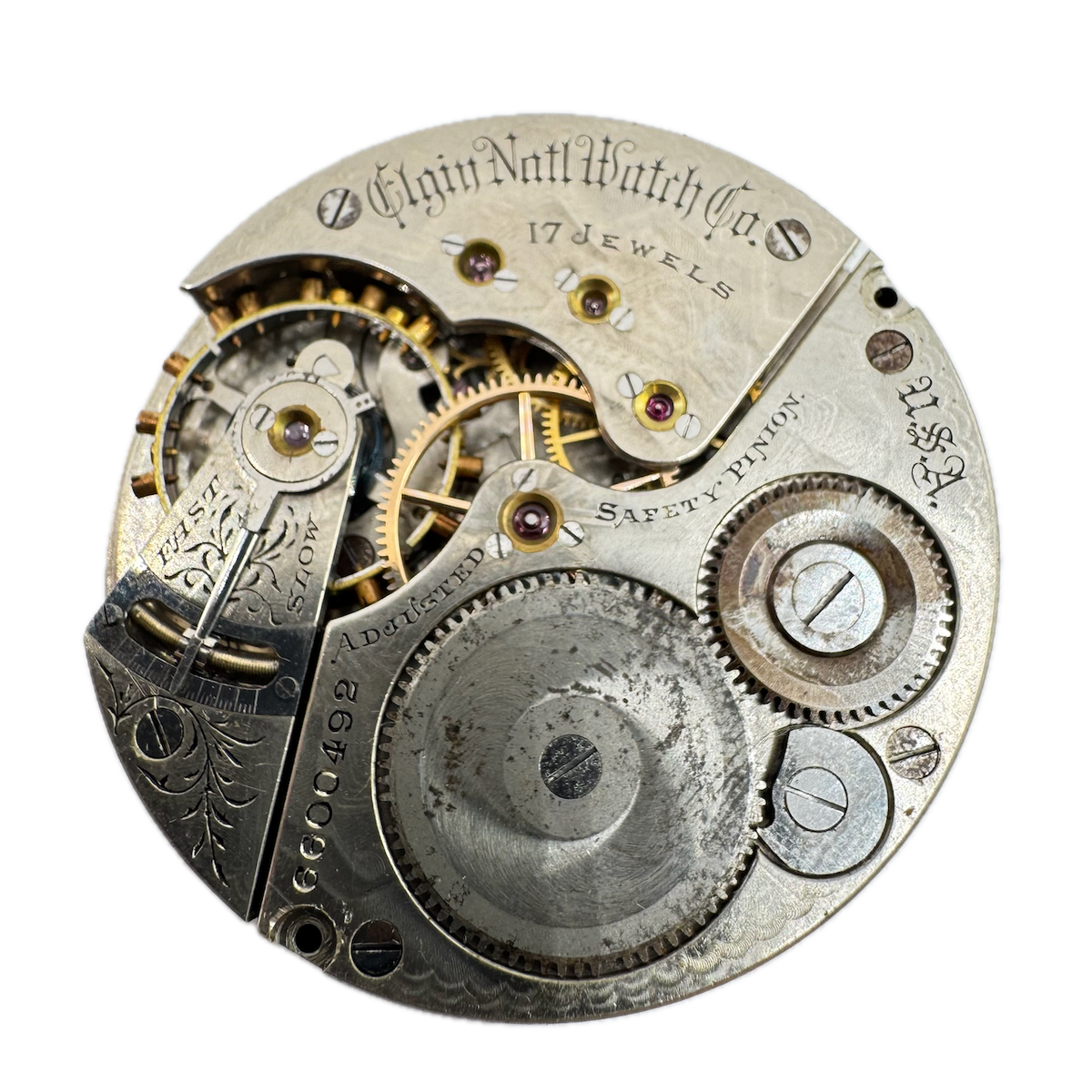 Antique 16s 1897 Elgin 17 Jewel Mechanical Hunter Pocket Watch Movement 154 USA