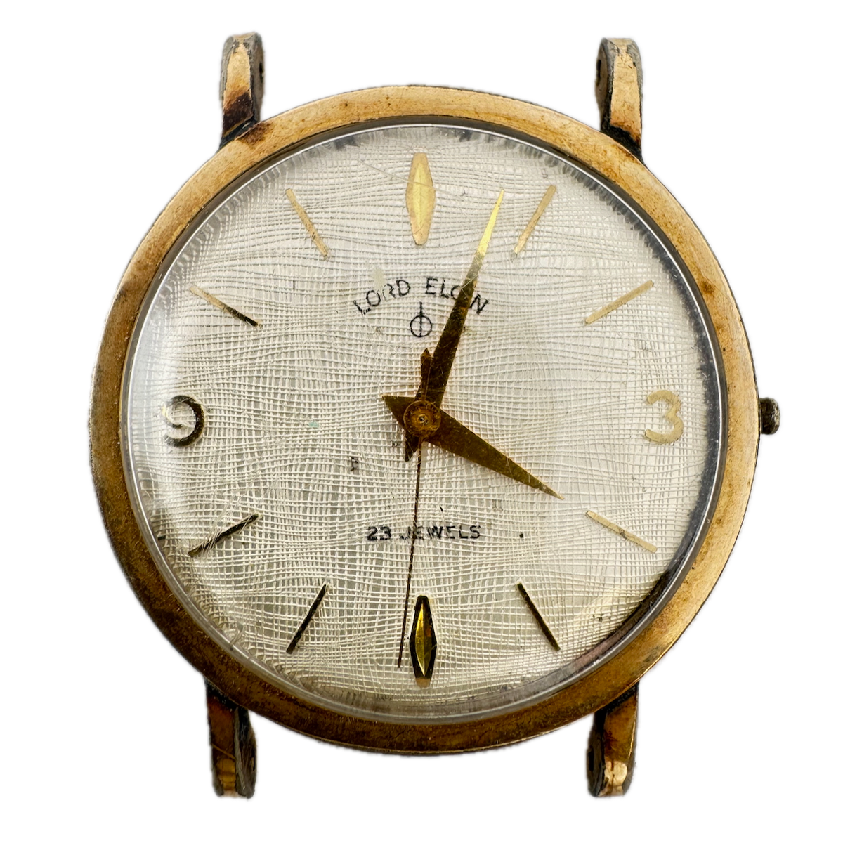 Vintage 33mm Elgin Wavy Dial 23J Men's Mechanical Wristwatch Gold Plated