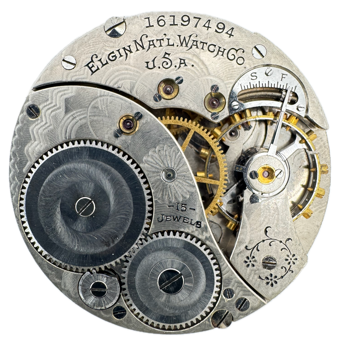 Antique 12s 1912 Elgin 15J Mechanical Open Face Pocket Watch Movement 315 U.S.A.