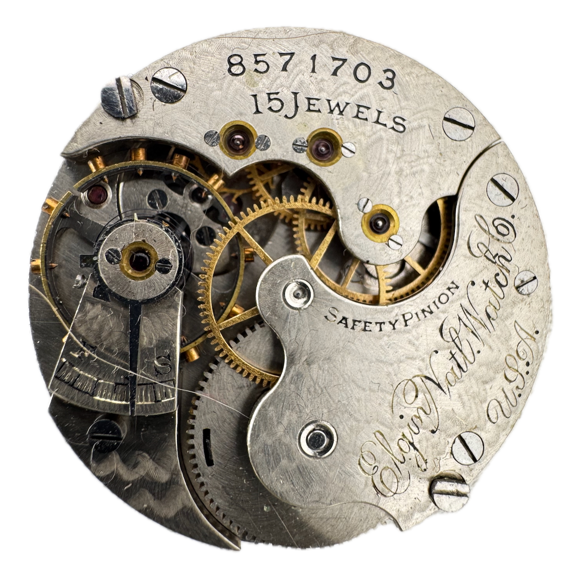 Antique 0s 1900 Elgin 15j Mechanical Hunter Pocket Watch Movement 223 USA