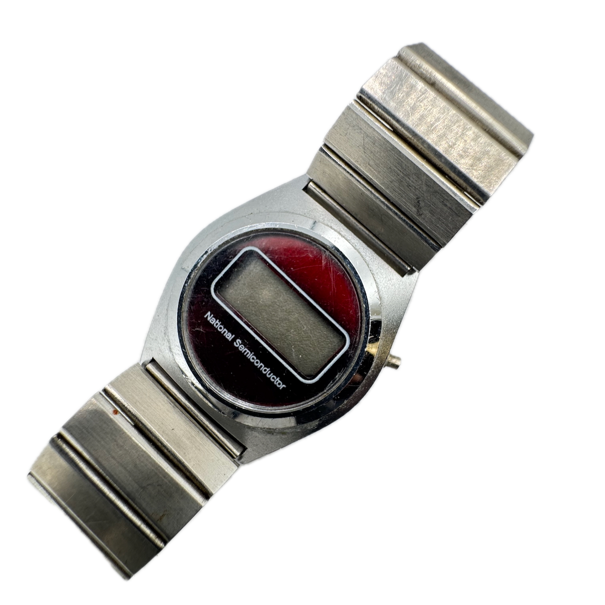 Vintage National Semiconductor Red Men's Digital LCD Wristwatch Steel & Chrome