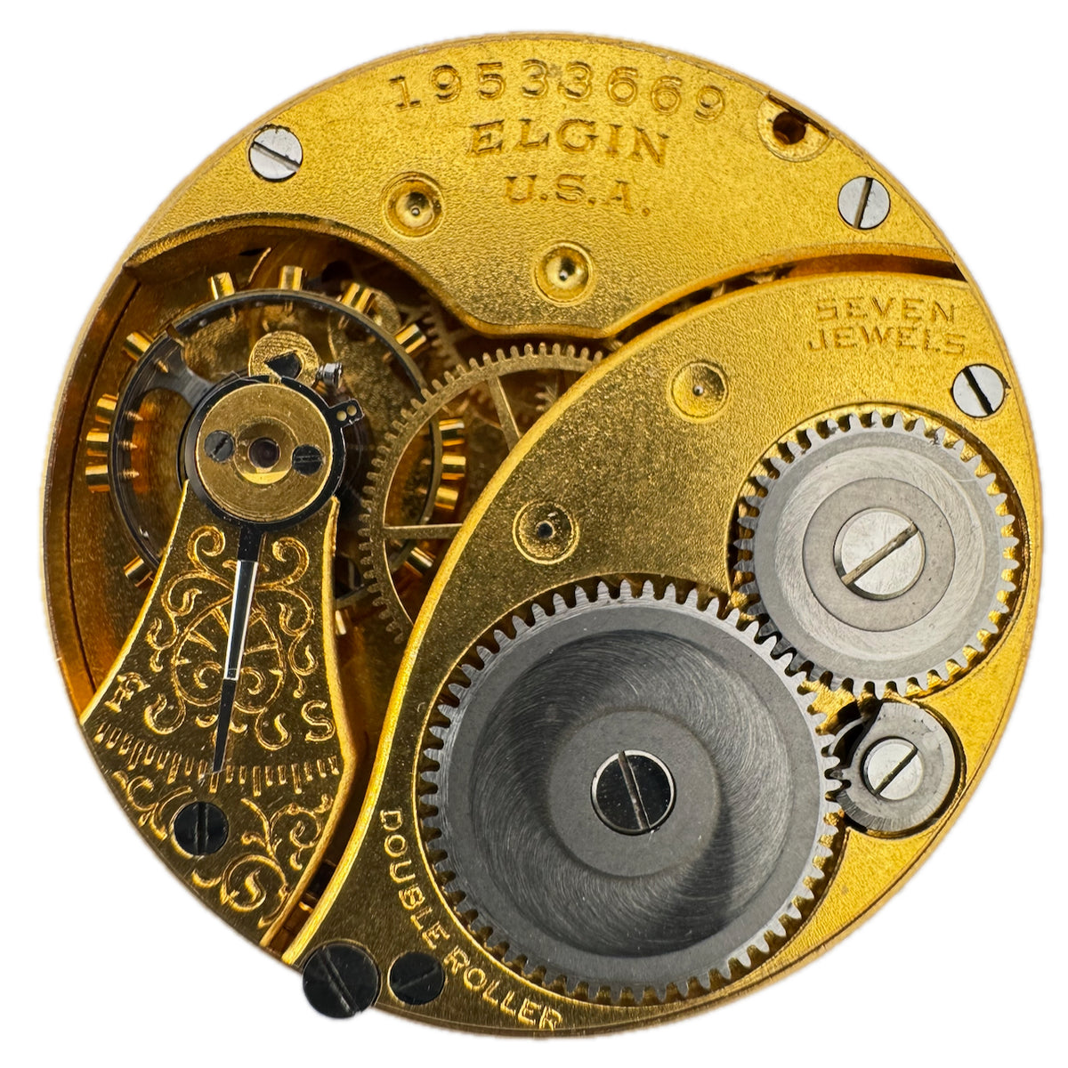 Antique 0s 1917 Elgin 7J Mechanical Hunter Pocket Watch Movement 442 USA Runs