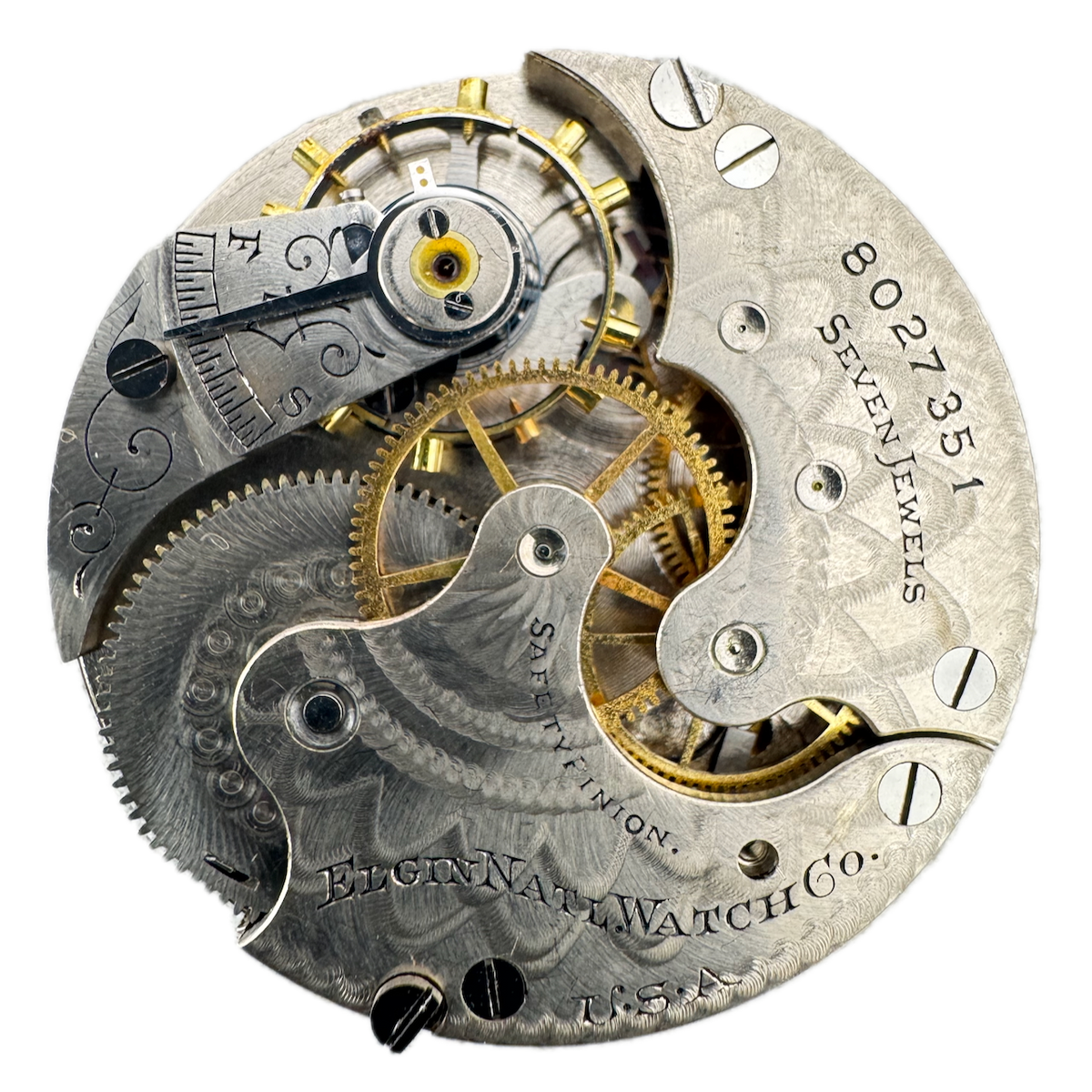 Antique 6s 1900 Elgin 7 Jewel Mechanical Hunter Pocket Watch Movement 206 USA