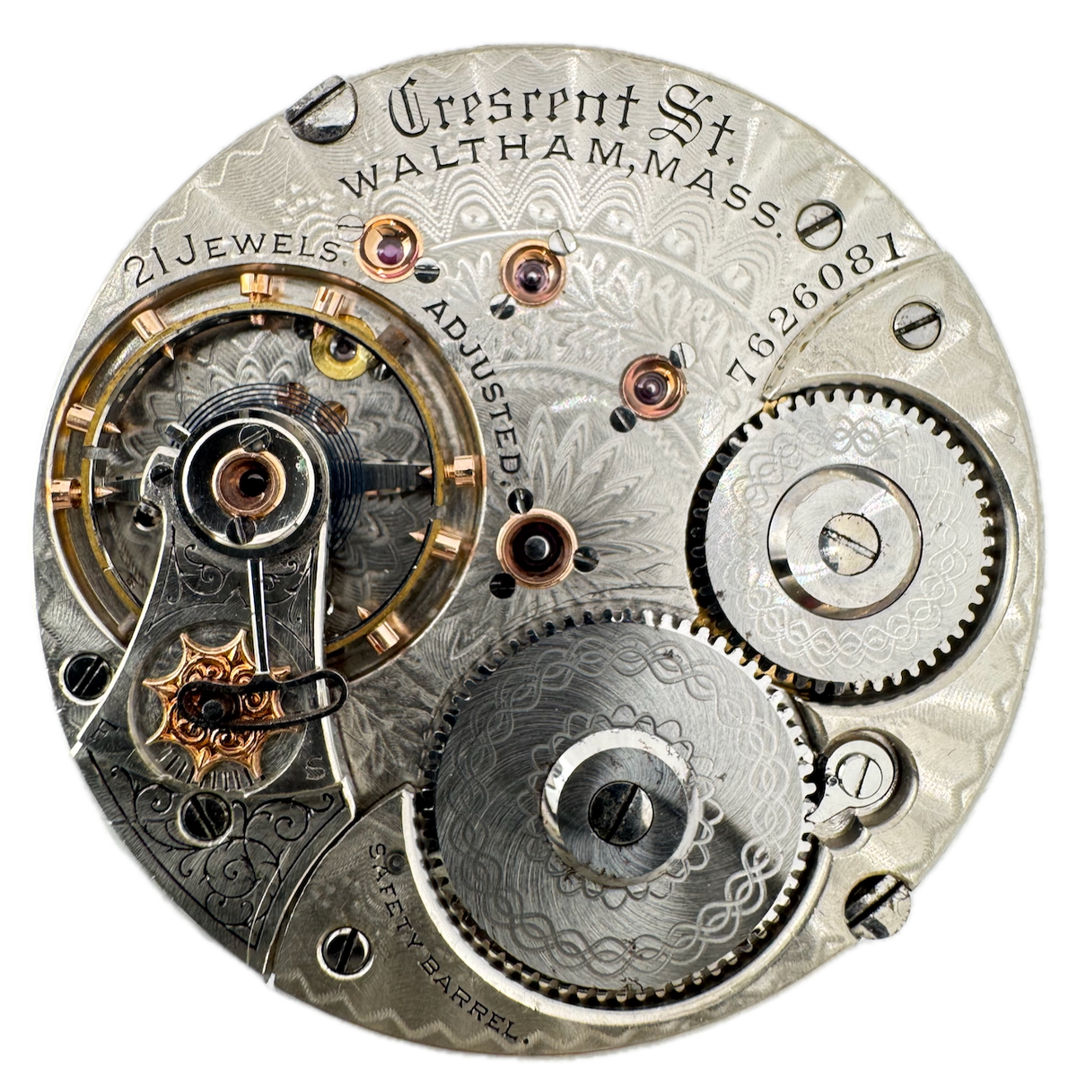 Antique 18s 1896 Waltham 21j Hunter Pocket Watch Movement Crescent St. USA