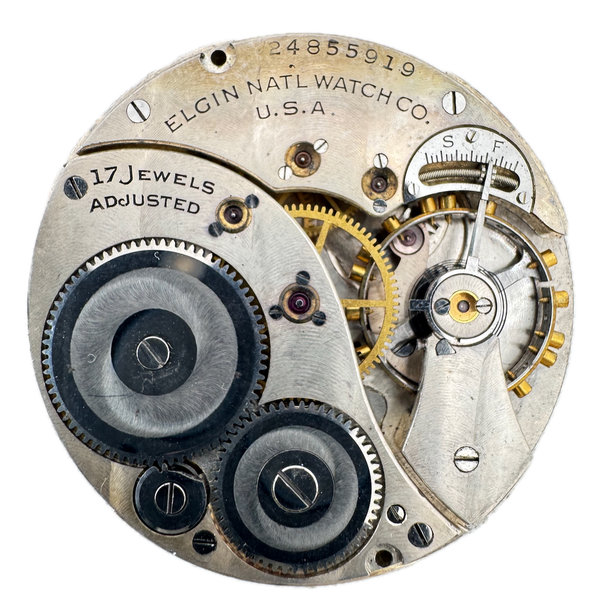 Antique 12s 1922 Elgin 17 Jewel Mechanical Pocket Watch Movement 384 USA