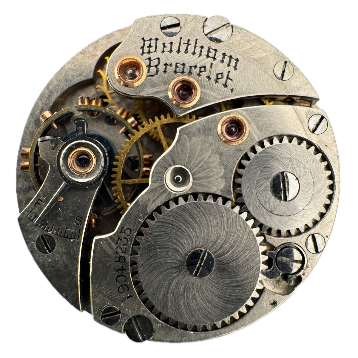 Antique 10/0s 1913 Waltham Bracelet Mechanical Hunter Pocket Watch Movement USA