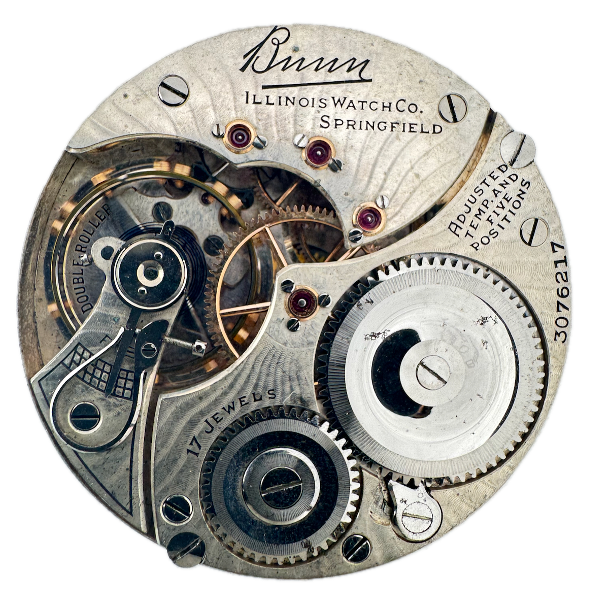 Antique 16s 1916 Illinois Bunn Special Sunray Railroad Pocket Watch Movement