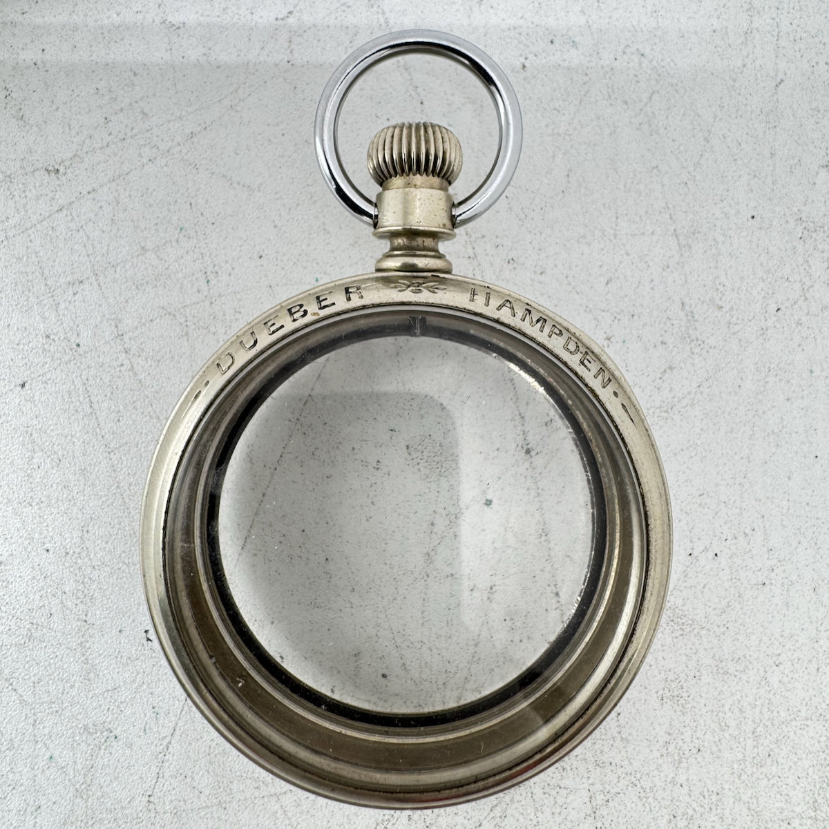 Antique 18s Dueber Hampden Salesman Open Face Pocket Watch Case Nickel USA