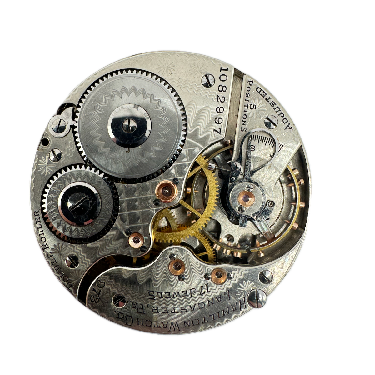 Antique 16s 1914 Hamilton 17 Jewel Hunter Pocket Watch Movement 973 USA