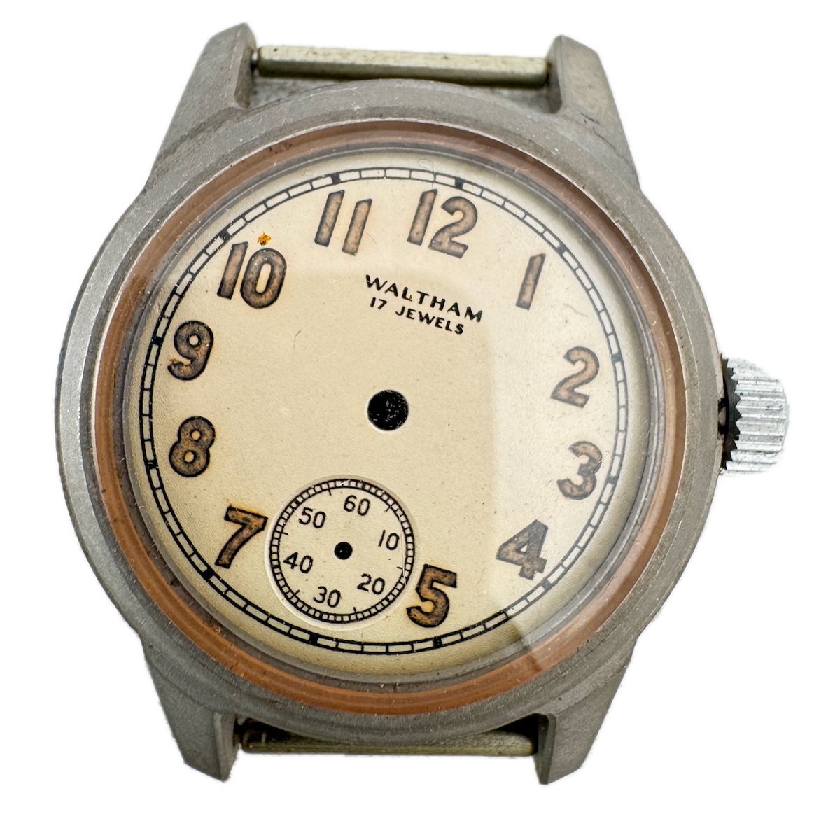 Vintage Waltham WW2 Military Men's Wristwatch Case 32mm Steel w Dial France