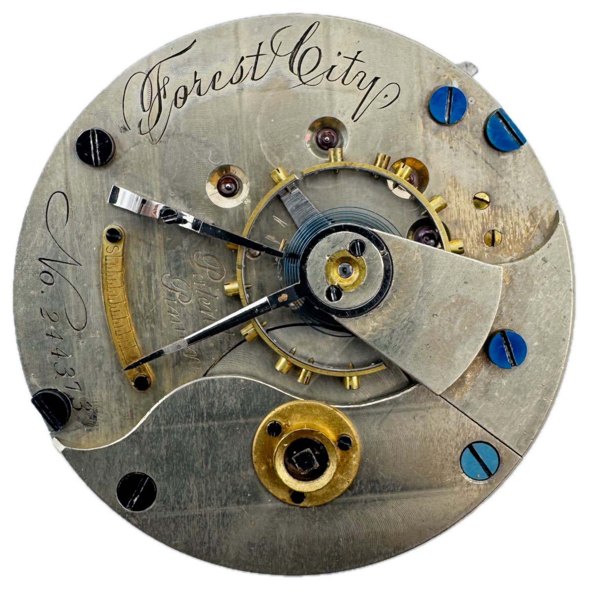 Antique 18s Illinois Forest City Key Wind Hunter Pocket Watch Movement 101 USA
