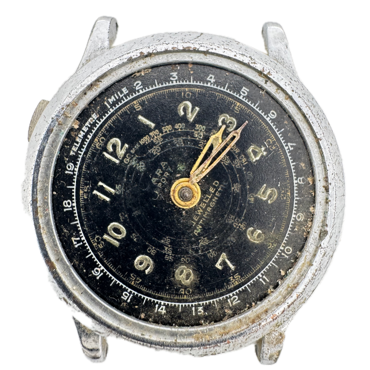 Vintage 34mm Fara Sport Men's Basic Chronograph Wristwatch USA Chrome Plated