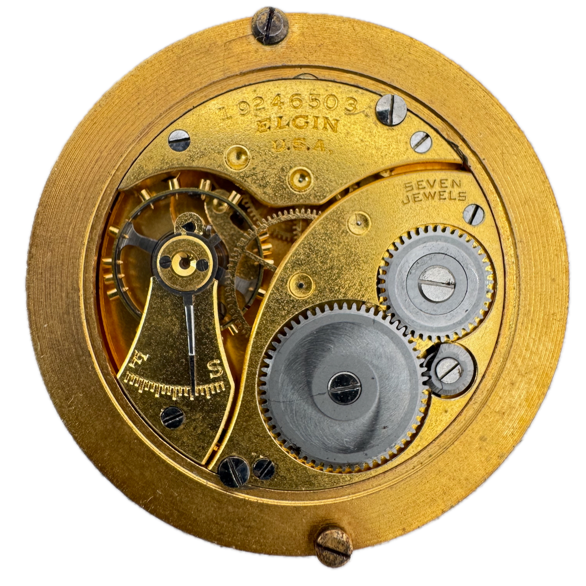 Antique 12s 1917 Elgin 7 Jewel Mechanical Hunter Pocket Watch Movement 298 USA
