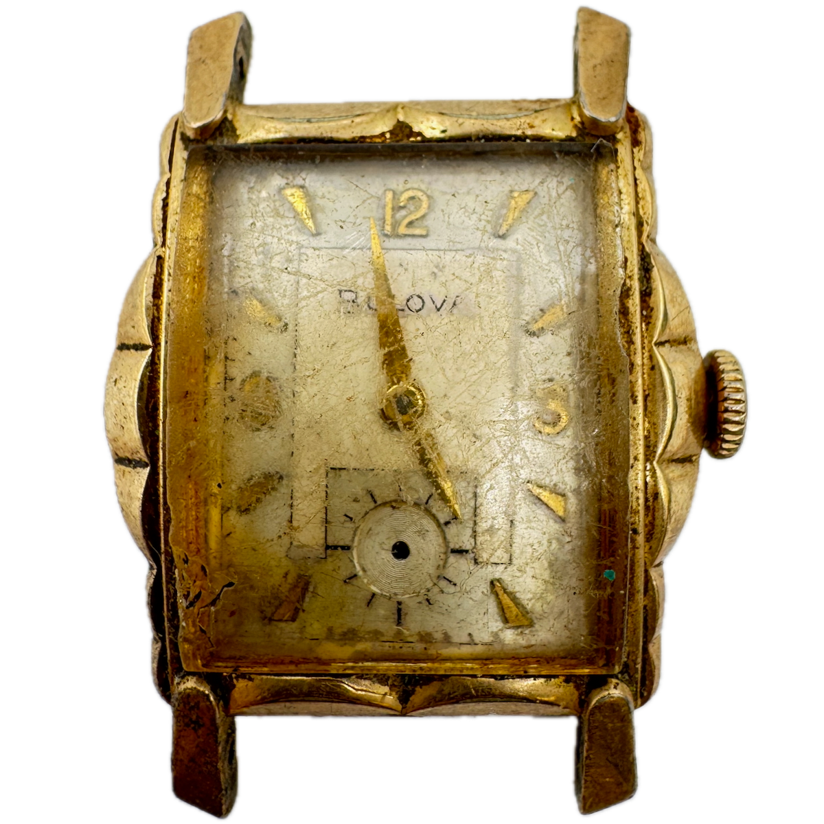 Vintage 1956 Bulova Scalloped Men's Mechanical Wristwatch 11 AF Steel & 10k RGP