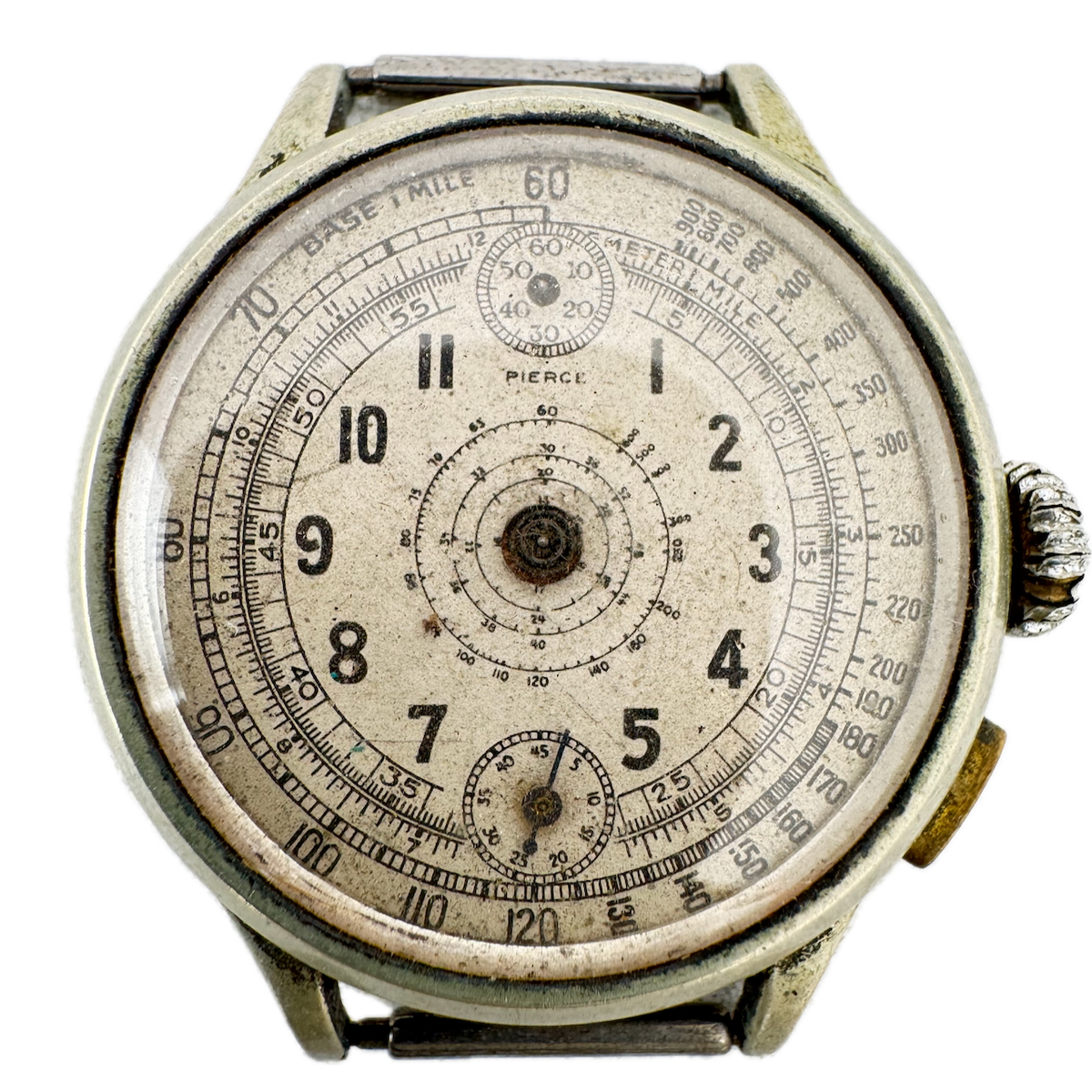 Vintage 34mm Pierce Monopusher Men's Chronograph Wristwatch S Swiss Steel