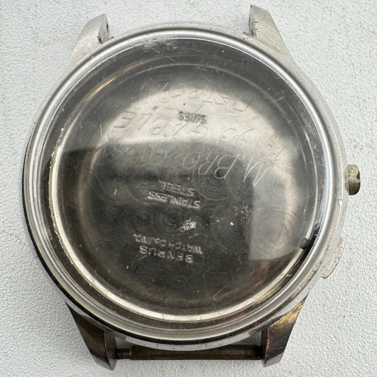 Vintage Benrus Sky Chief Men's Wristwatch Case for Chronograph 35mm Steel Swiss