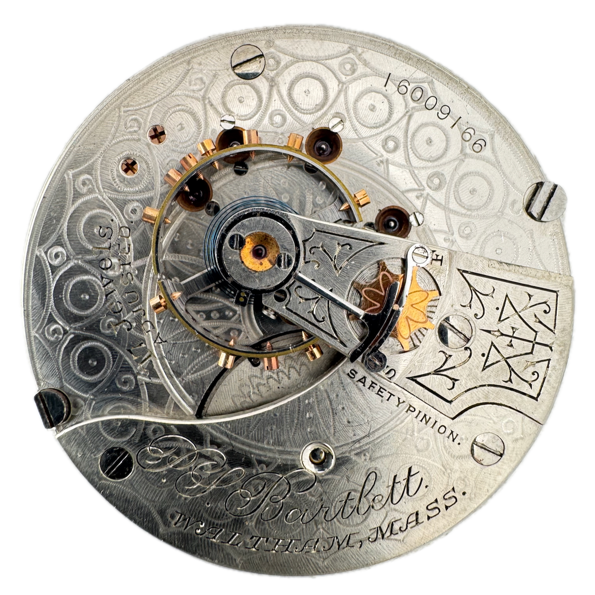 Antique 18s 1907 Waltham 17j Hunter Pocket Watch Movement P.S. Bartlett USA