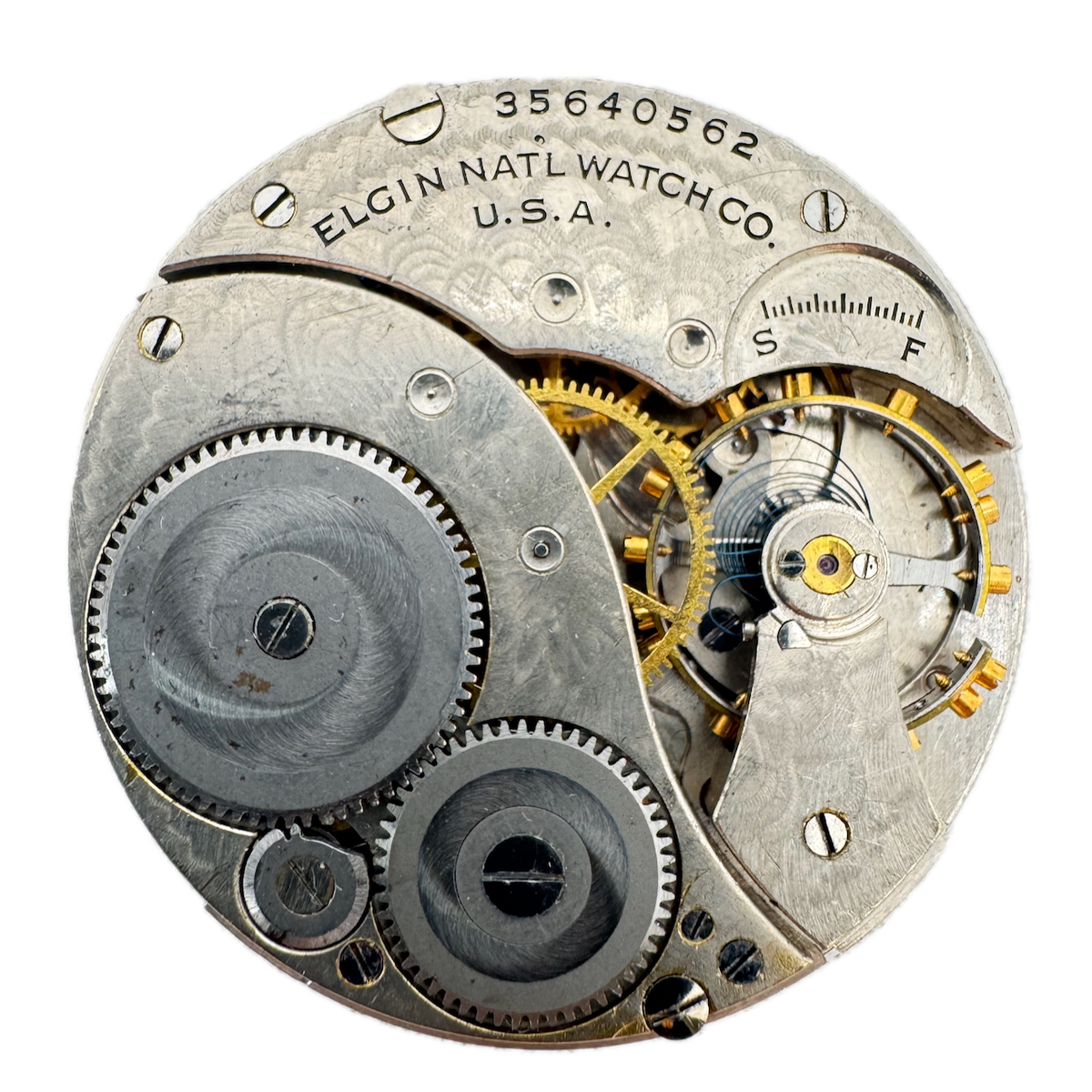 Antique 12s 1935 Elgin 7 Jewel Mechanical Pocket Watch Movement 303 USA