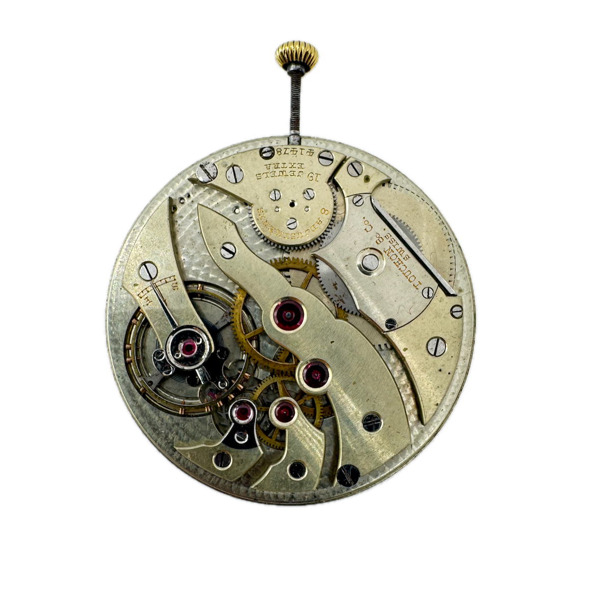 Antique 39mm Touchon 19Jewel Mechanical Pocket Watch Movement High Grade Thin