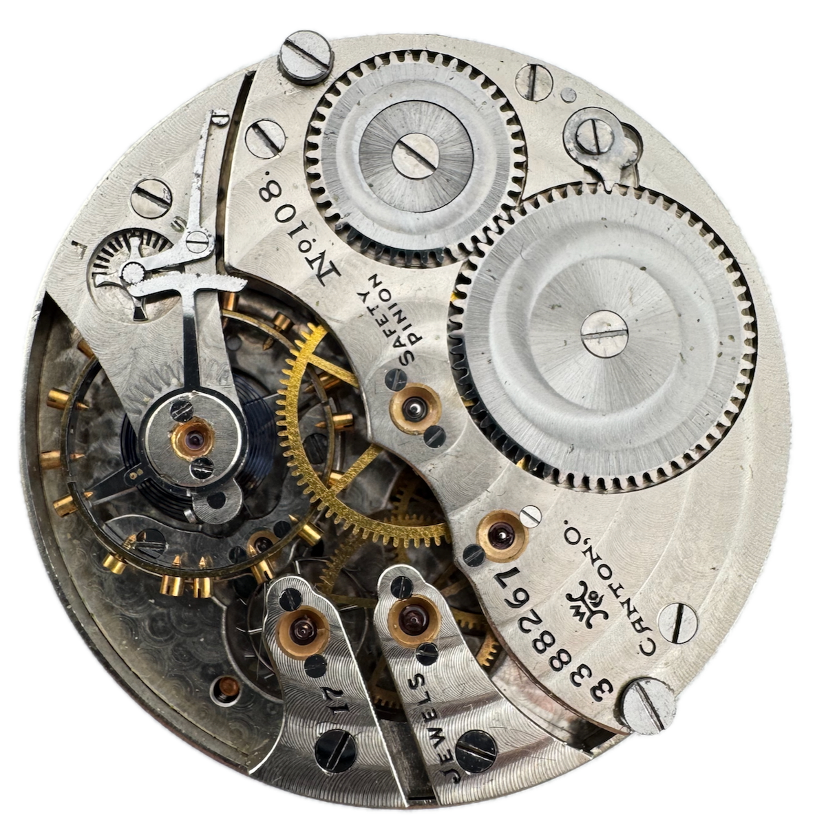 Antique 16s 1915 Hampden 17 Jewel Mechanical Pocket Watch Movement 108 USA