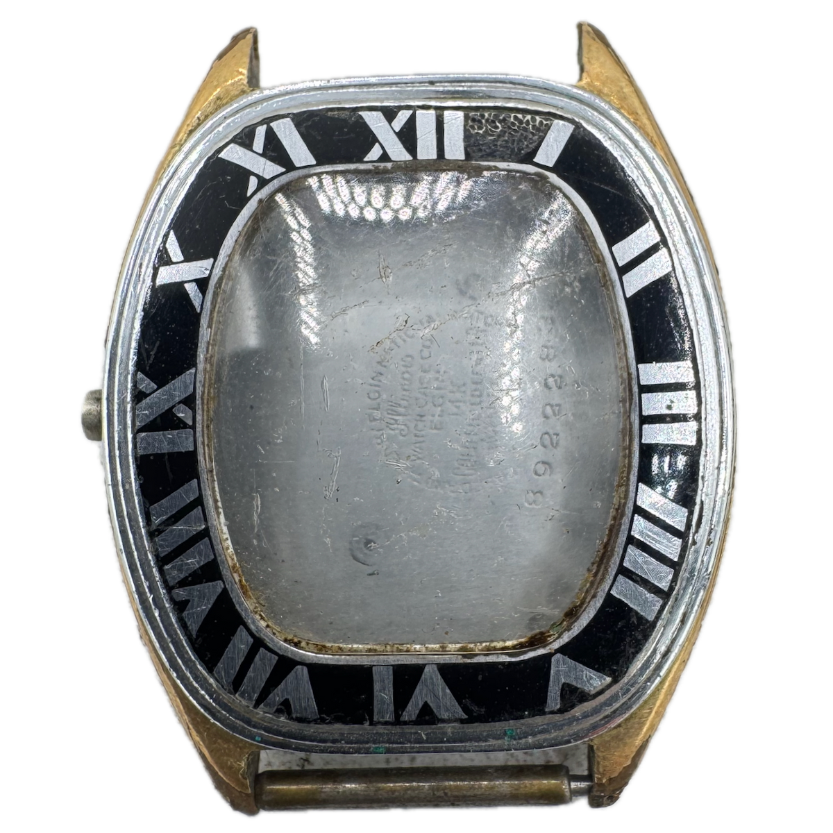 Vintage Elgin With Black Enamel Bezel Men's Wristwatch Case 14k Gold FilledUSA