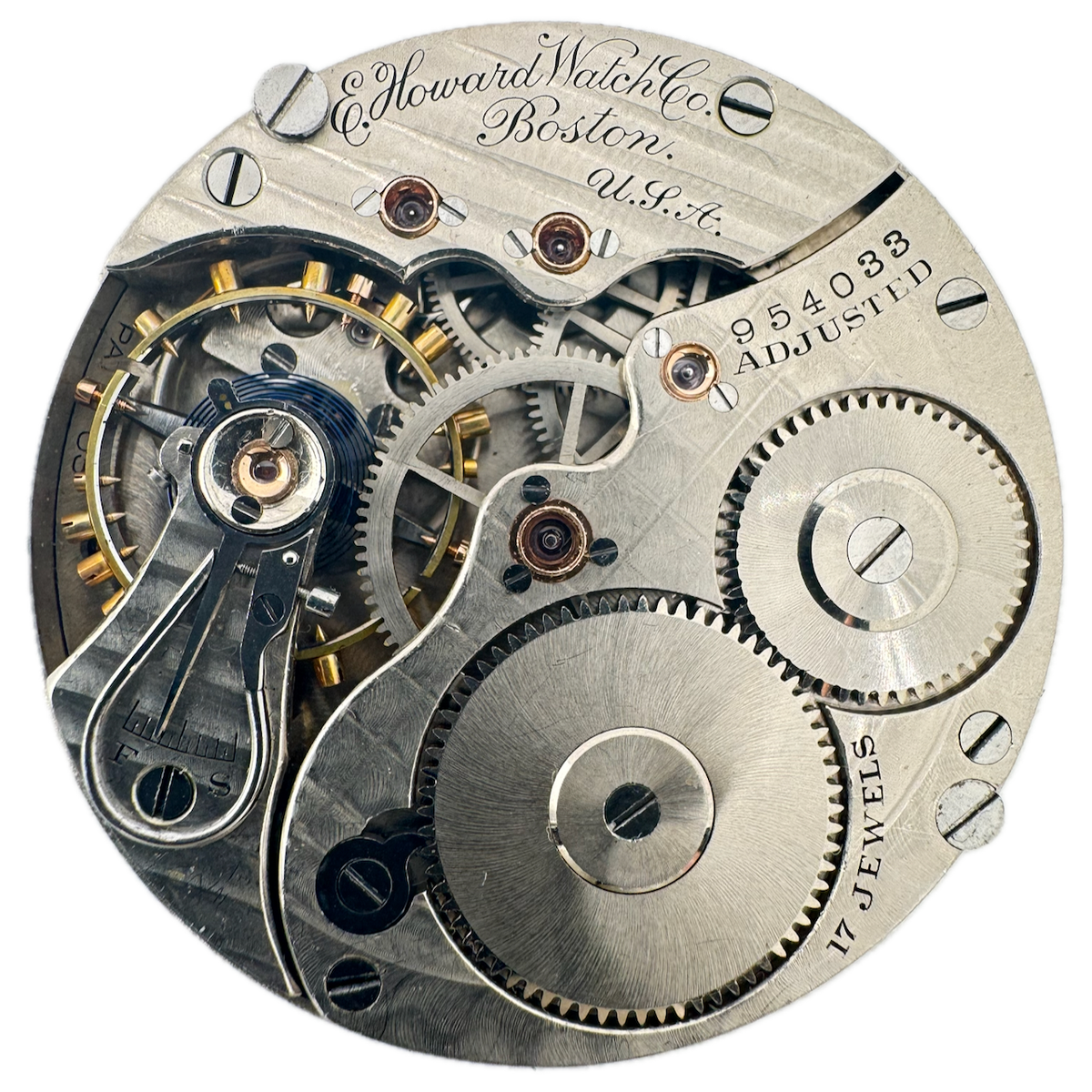 Antique 16s 1908 E. Howard 17J Mechanical Hunter Pocket Watch Movement Series 4