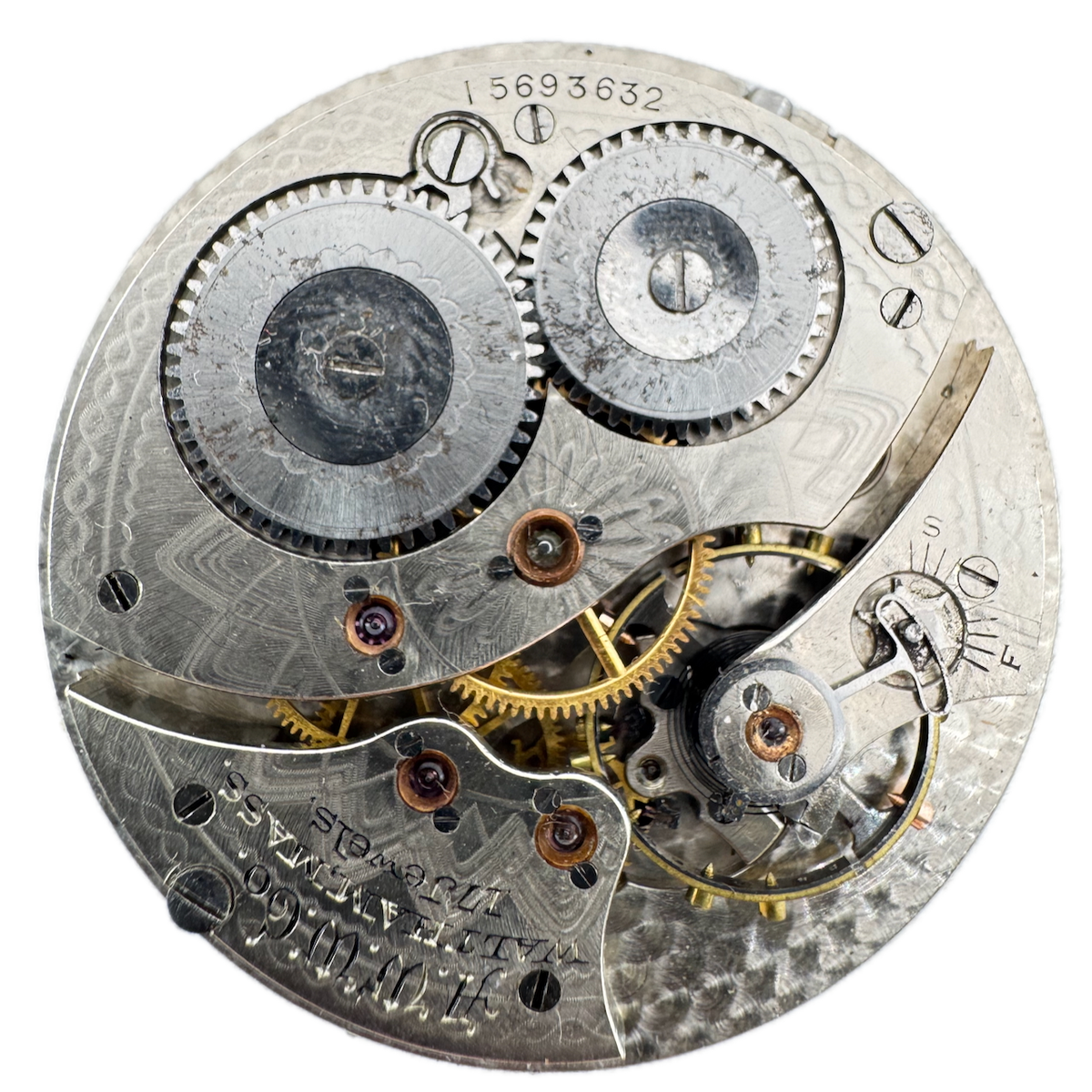 Antique 14s 1907 Waltham Colonial 17 Jewel Pocket Watch Movement 1425 USA