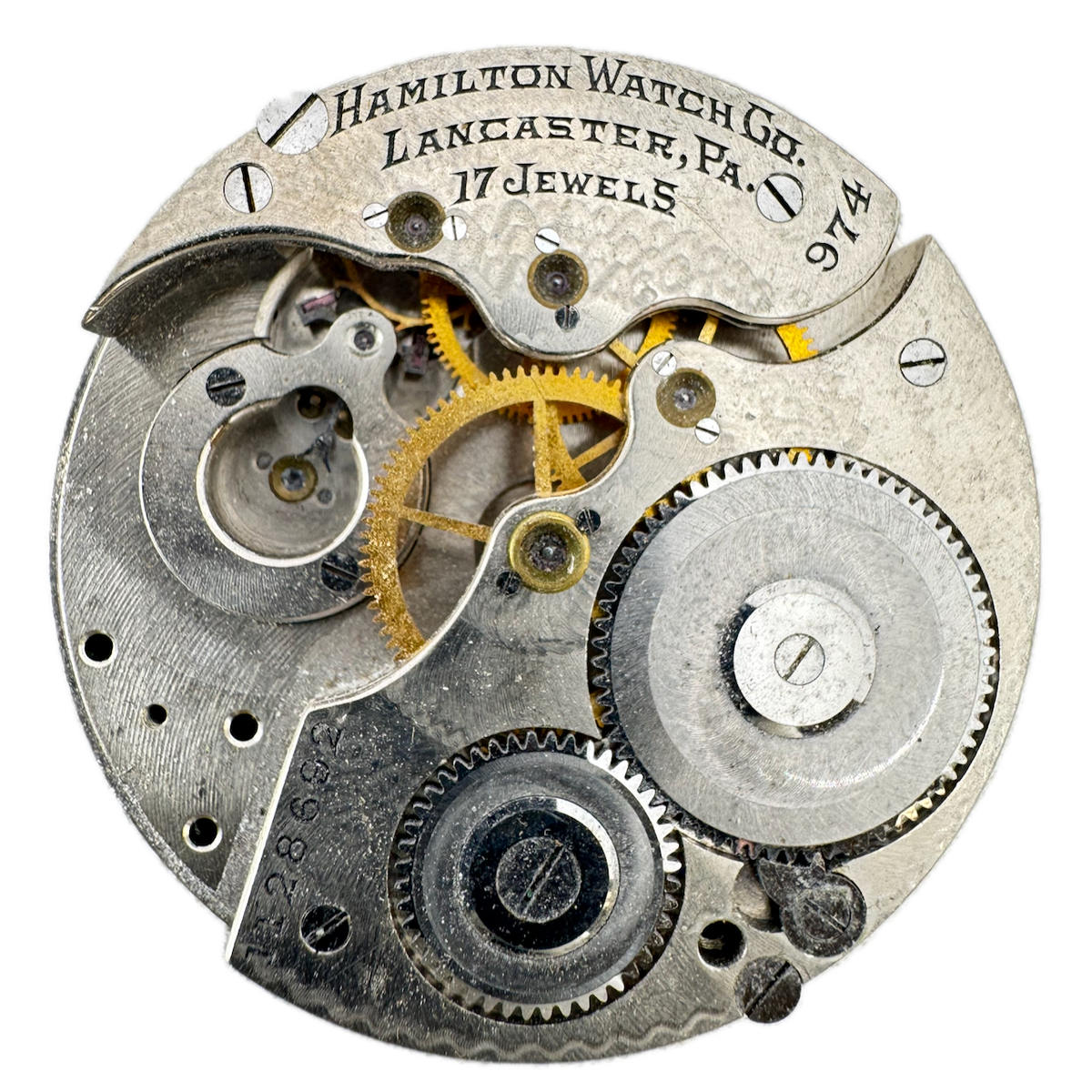 Vintage 16s 1915 Hamilton 17J Mechanical Open Face Pocket Watch Movement 974 USA