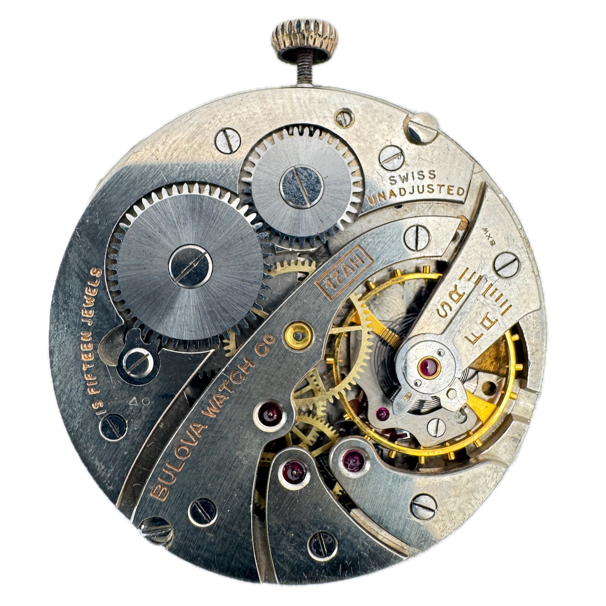 Antique 38.5 mm Bulova 15 Jewel Mechanical Pocket Watch Movement 17AH Swiss