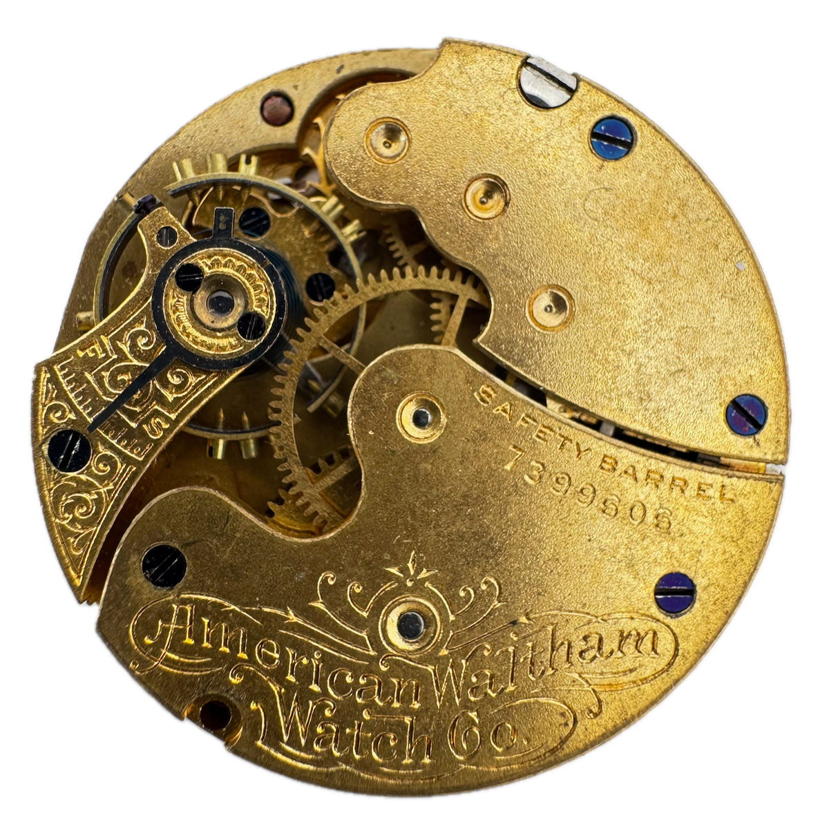 Antique 0s 1899 Waltham 1891 7J Mechanical Hunter Pocket Watch Movement No. 60