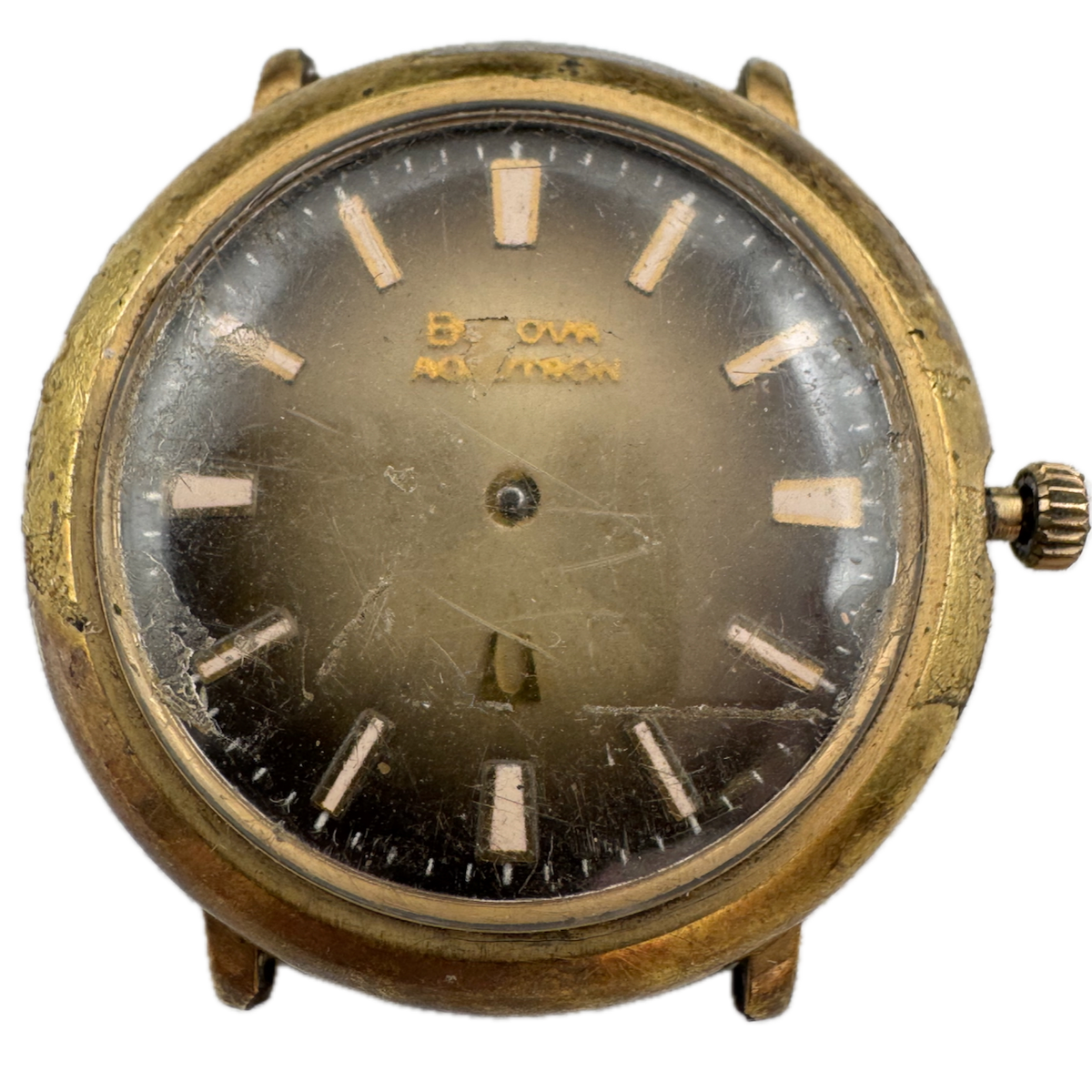 Vintage 1978 Bulova Accutron Yellow Sunburst Men's Tuning Fork Wristwatch
