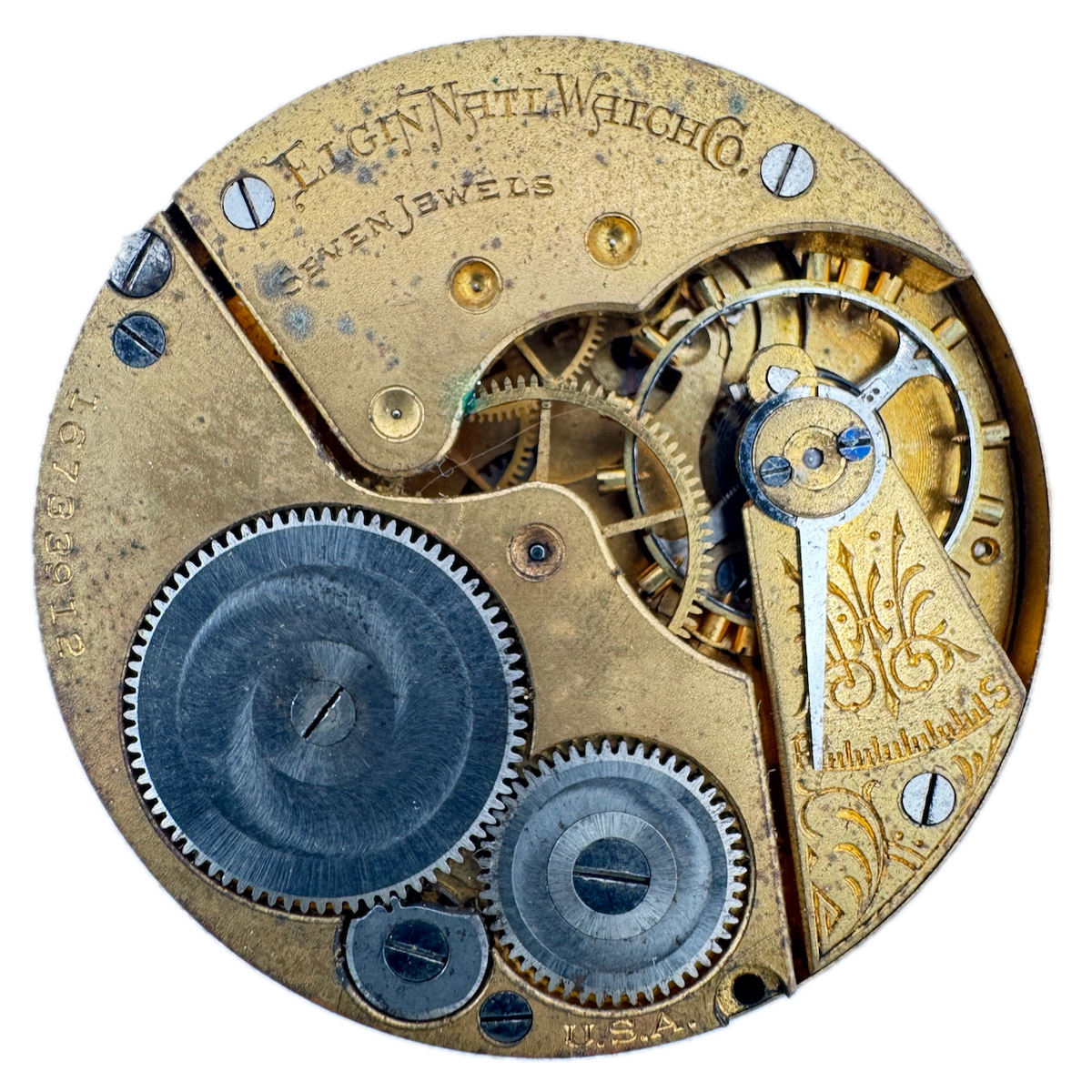 Antique 16s 1912 Elgin 7 Jewel Mechanical Pocket Watch Movement 293 USA