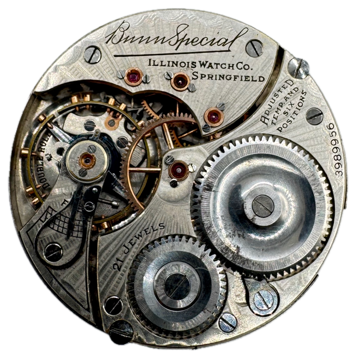Antique 16s 1922 Illinois 21 Jewel Railroad Pocket Watch Movement Bunn Special