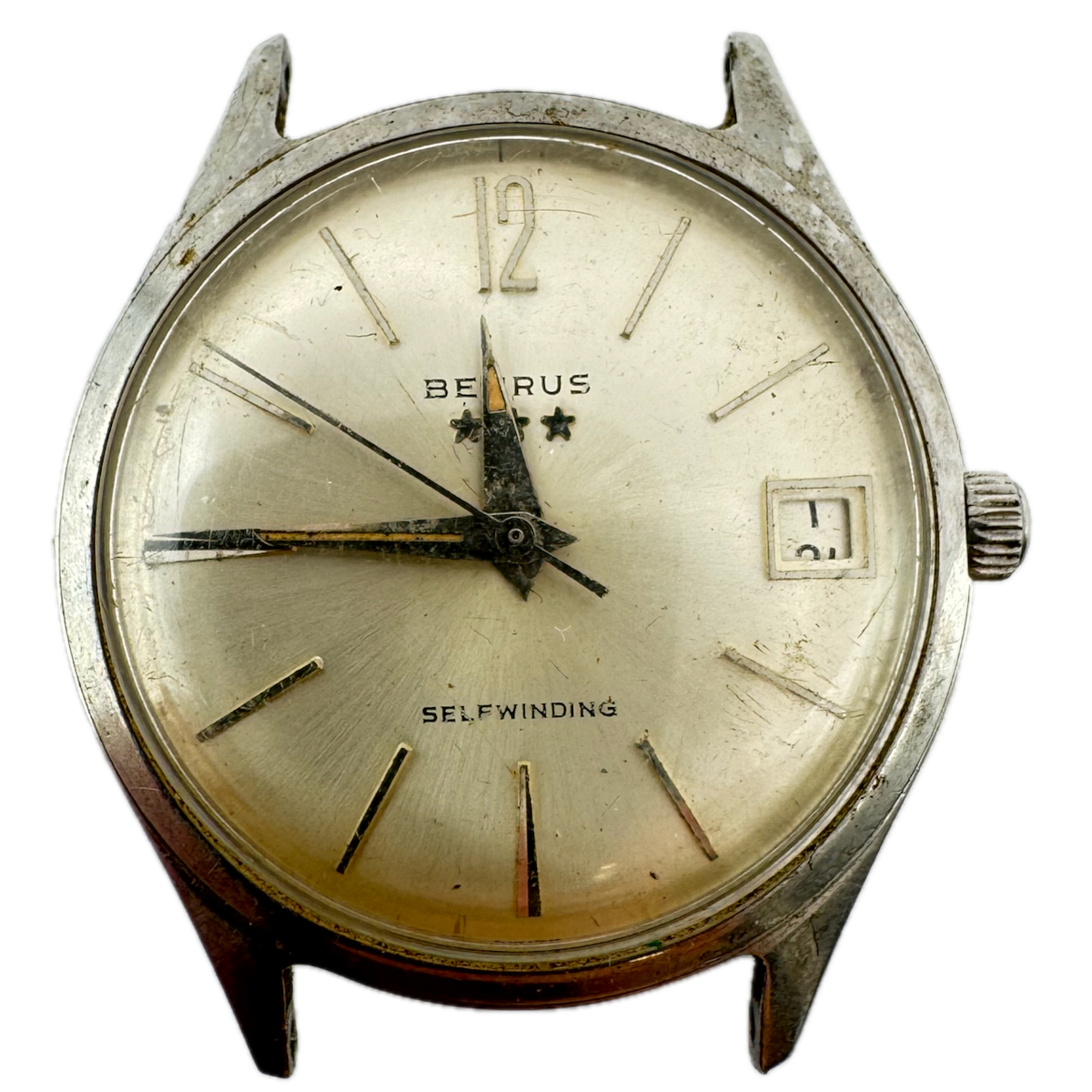 Vintage 31mm Benrus Men's Automatic Wristwatch Swiss Stainless Steel for Parts