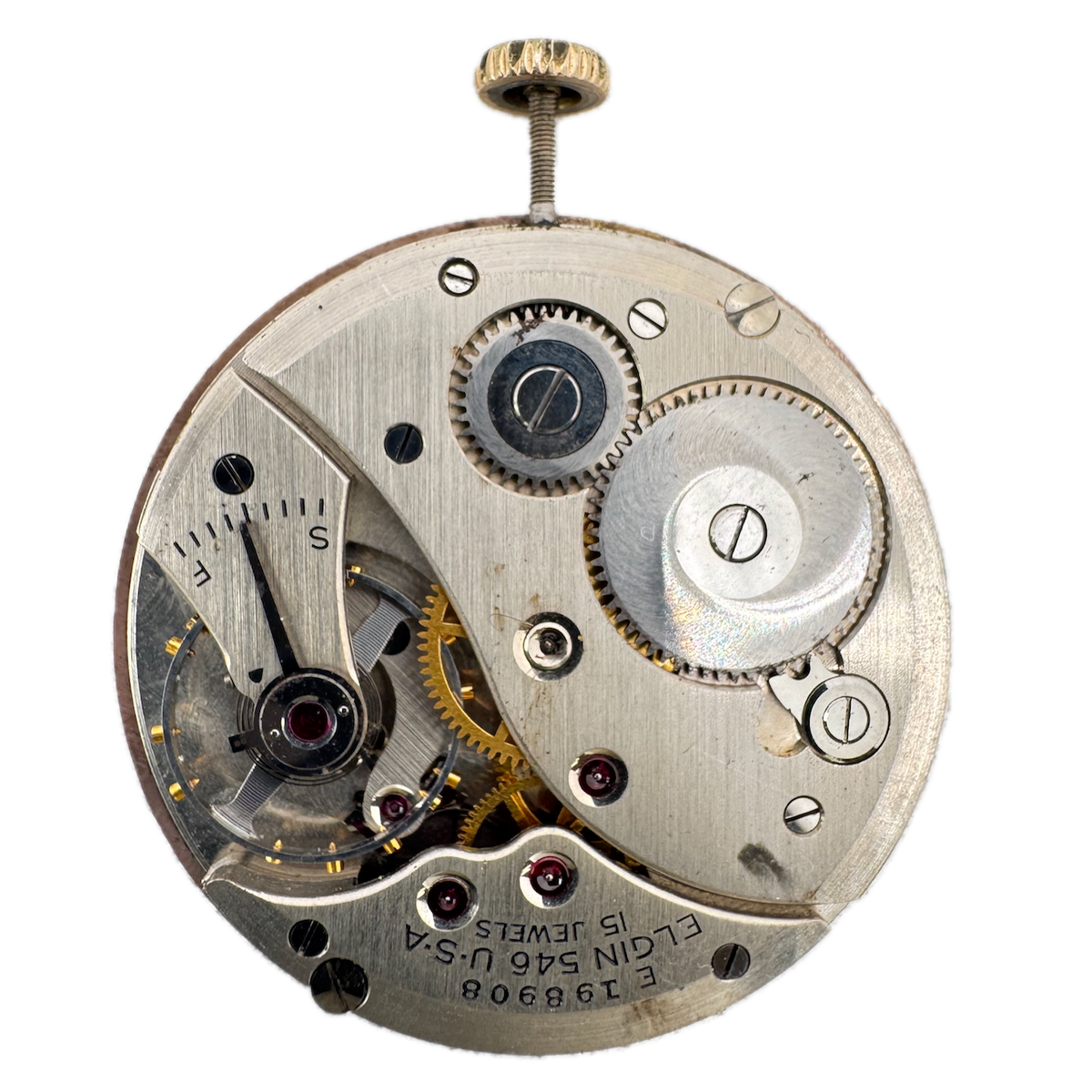 Vintage 12s 1941 Elgin Mechanical Pocket Watch Movement 546 USA Salmon Running