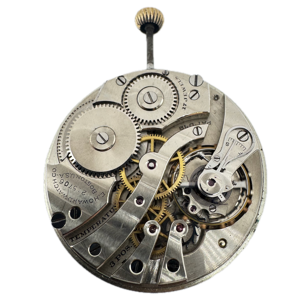 Antique 14S Howard 3-FingerBridge Mechanical Pocket Watch Movement Series 7